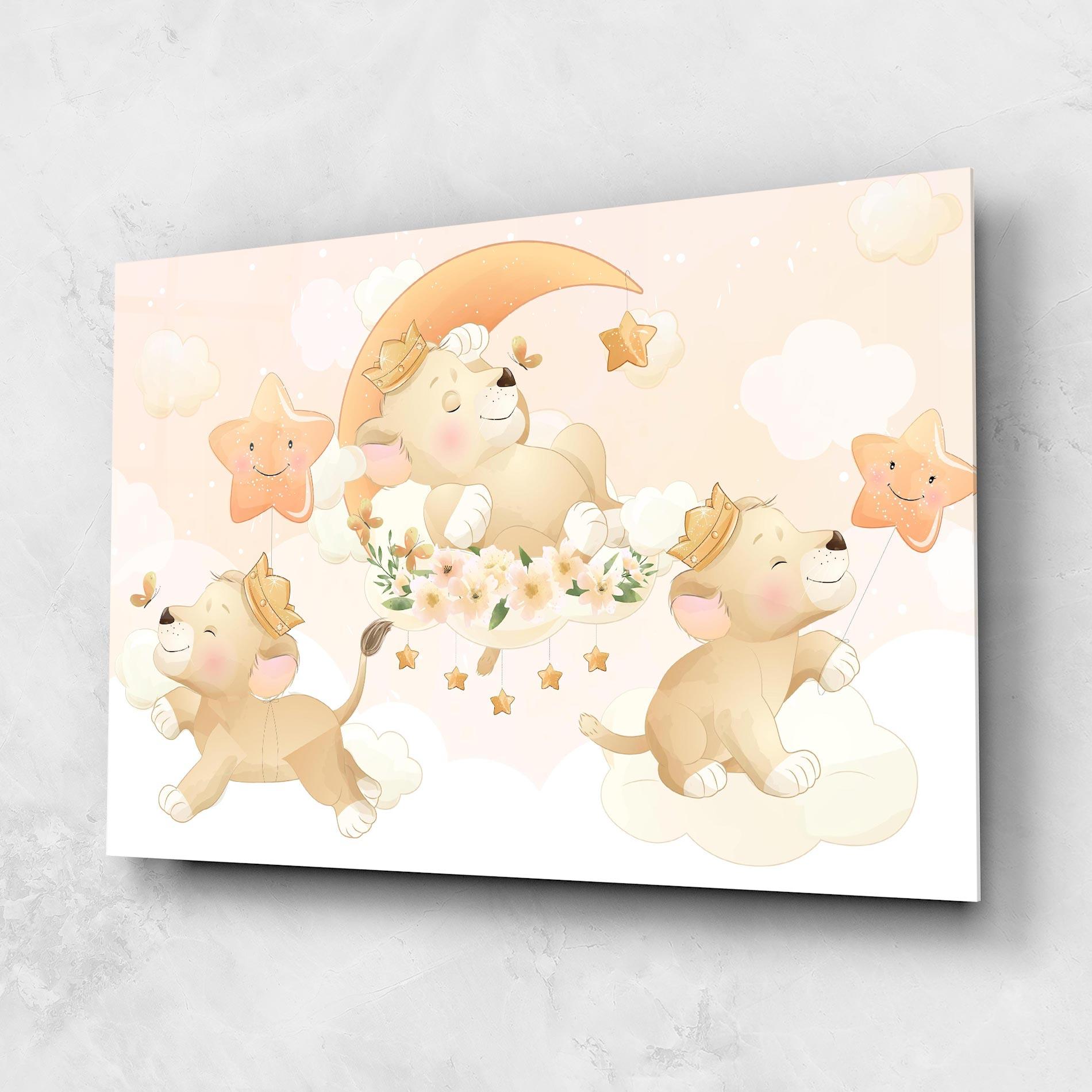 Tablou Sticla King Lion Moon mockup 1