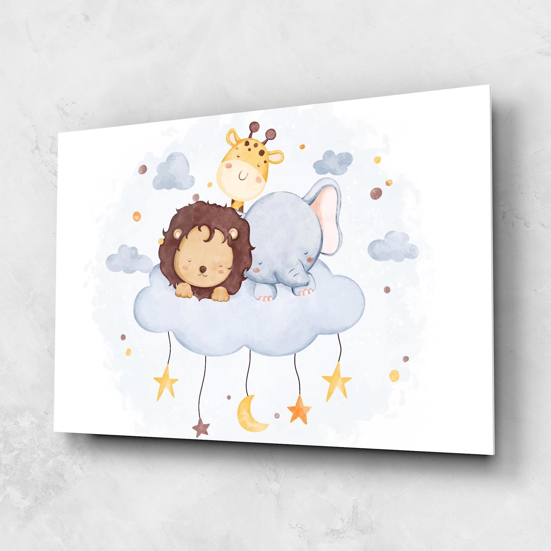 Tablou Sticla Lion And Elephant mockup 1