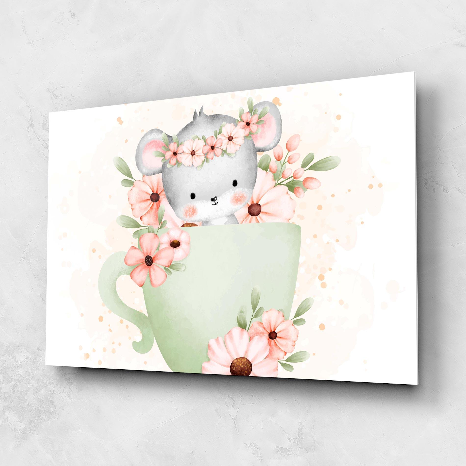 Tablou Sticla Small Mouse Flower mockup 1