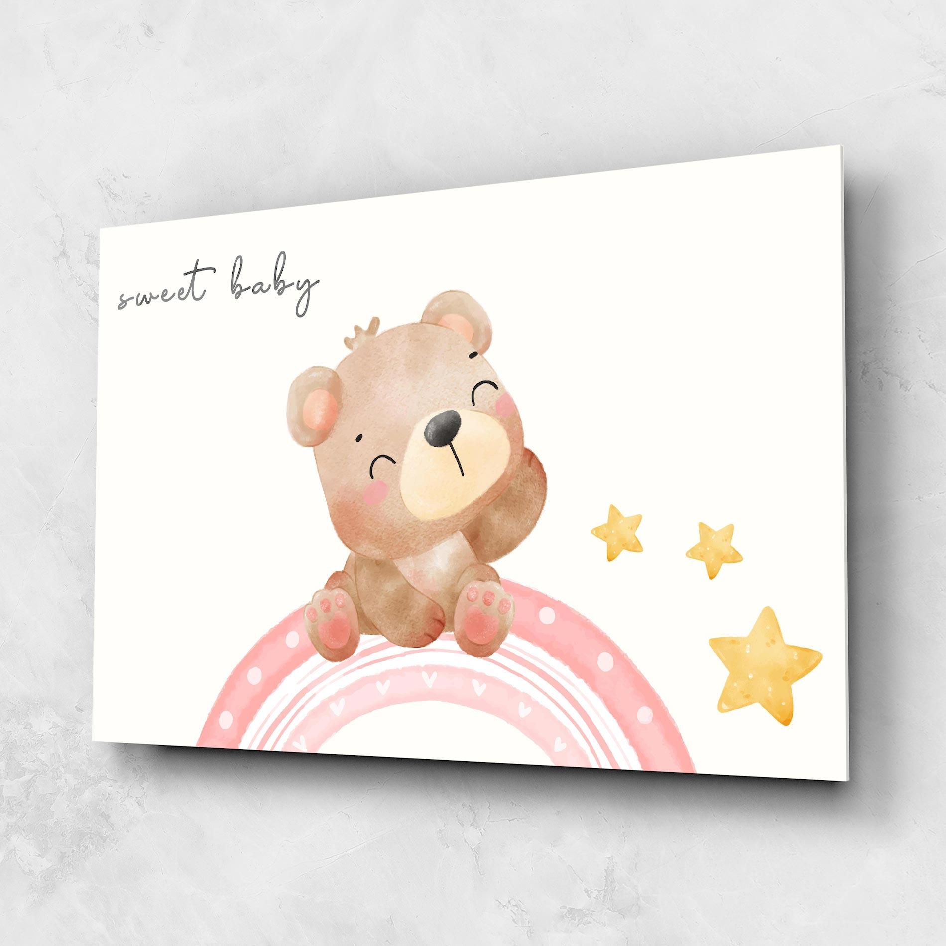 Tablou Sticla Sweet Baby Bear mockup 1