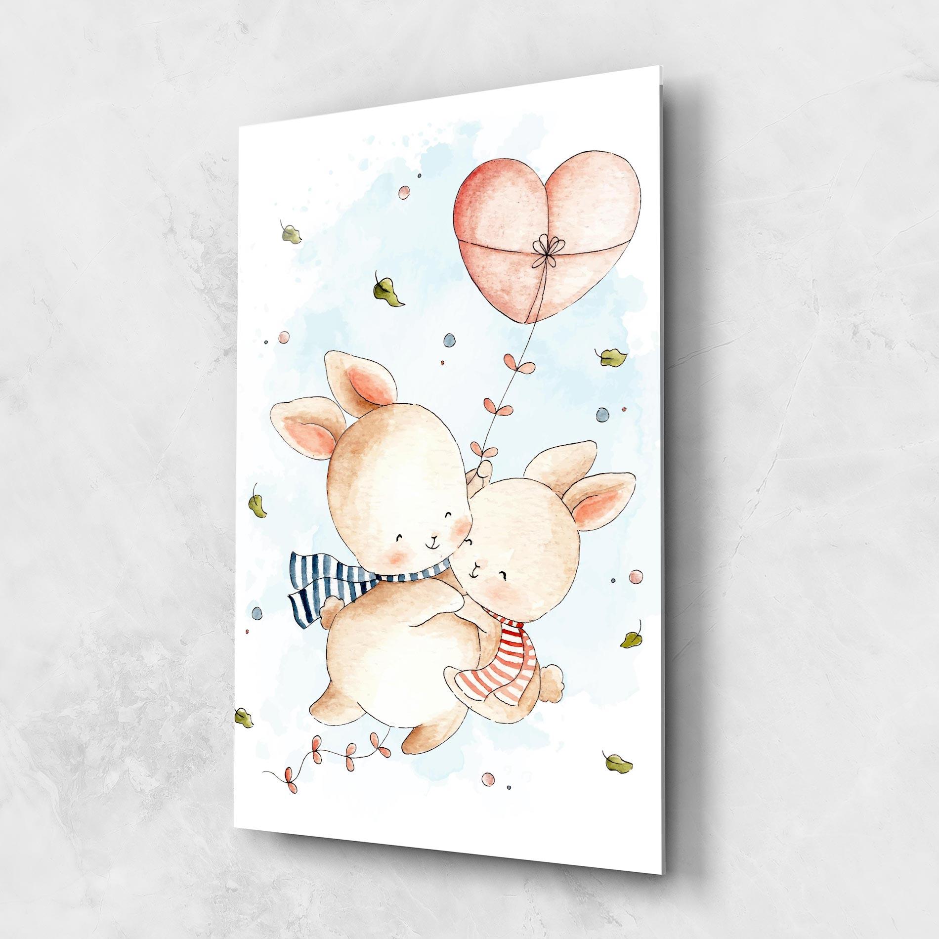 Tablou Sticla Cute Couple Rabbit mockup 1