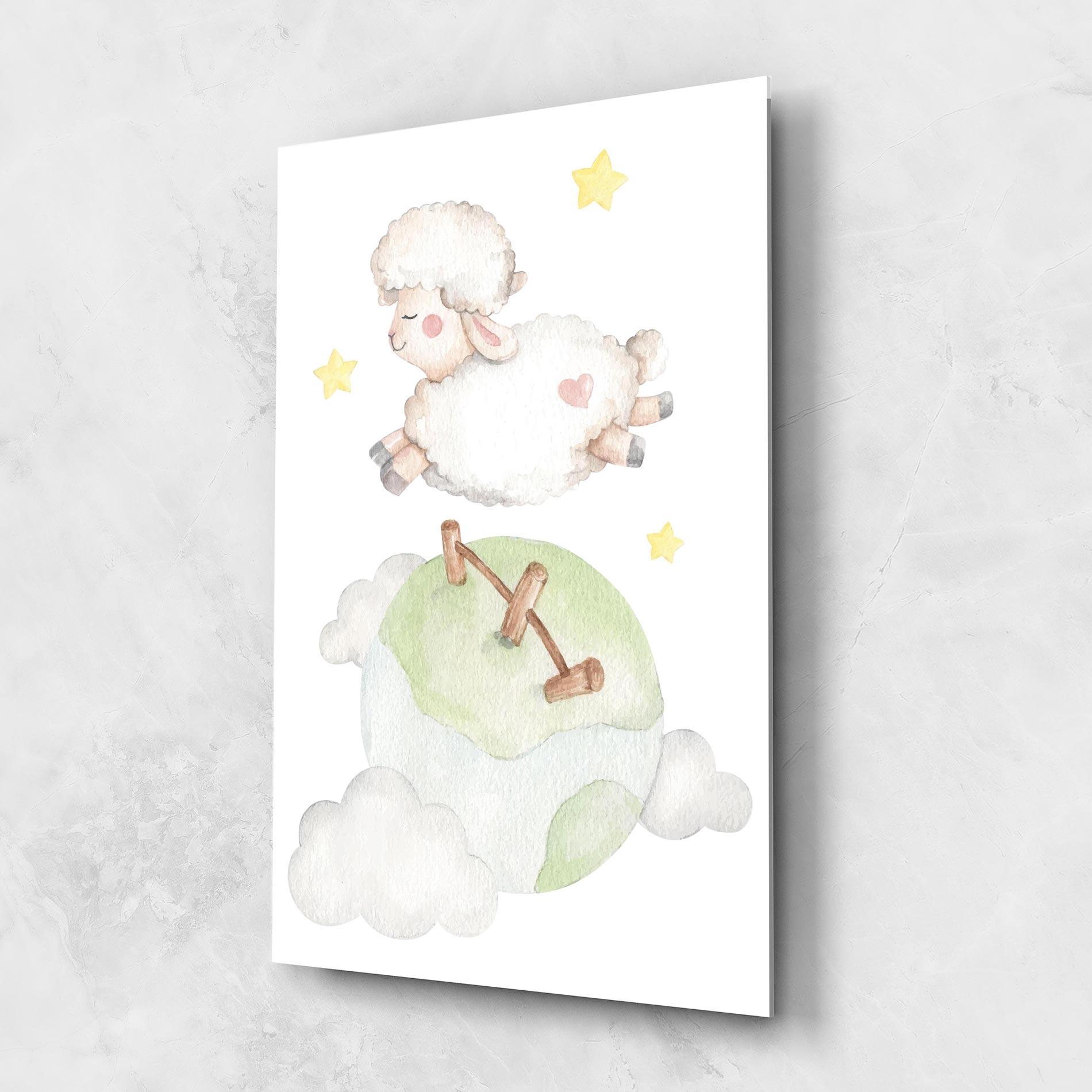 Tablou Sticla Sheep Jump mockup 1