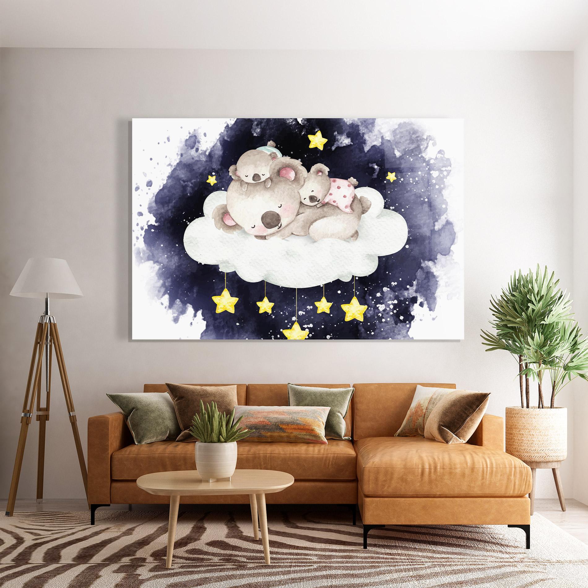 Tablou Sticla Baby Koala Sleeping mockup 7