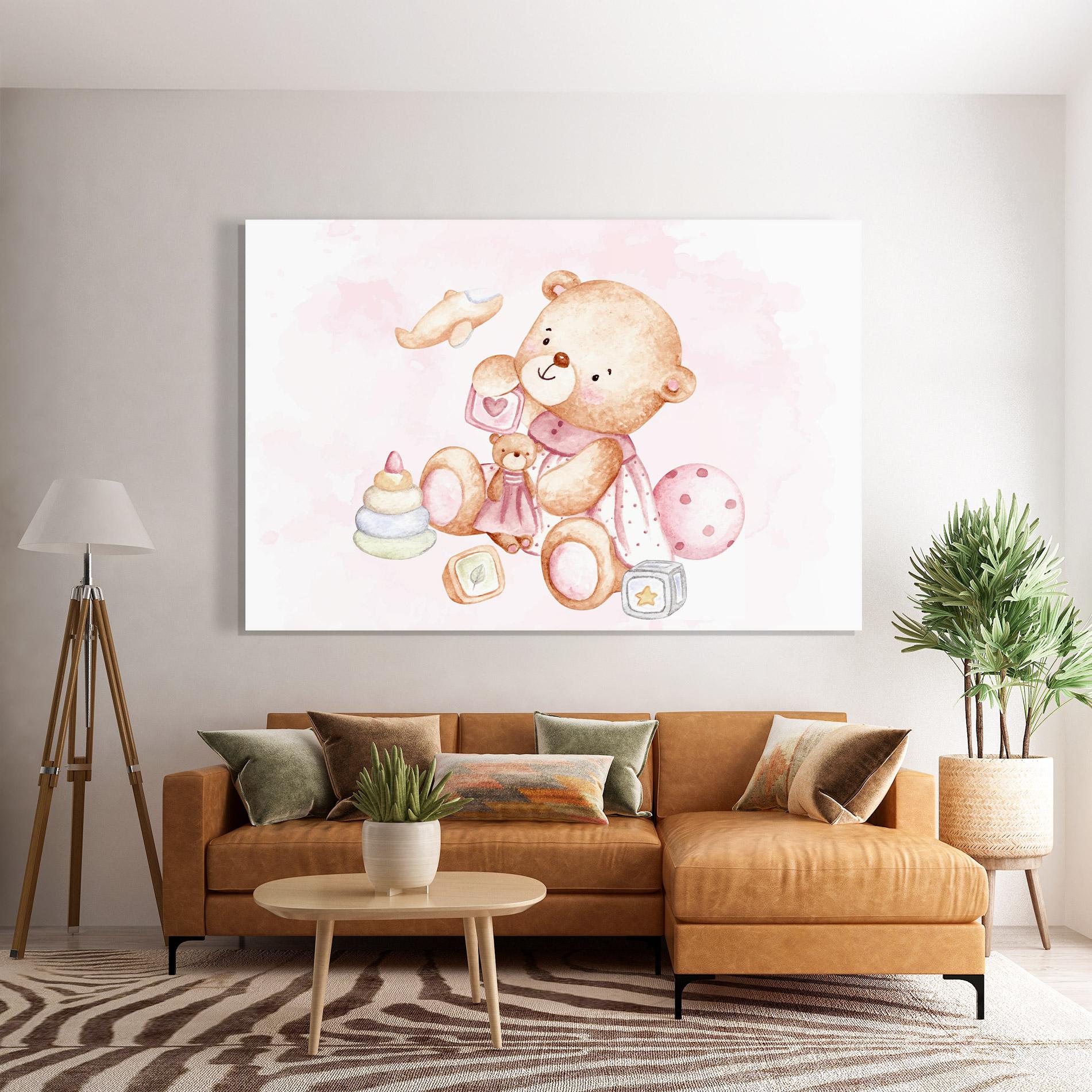 Tablou Sticla Bear With Toys mockup 7