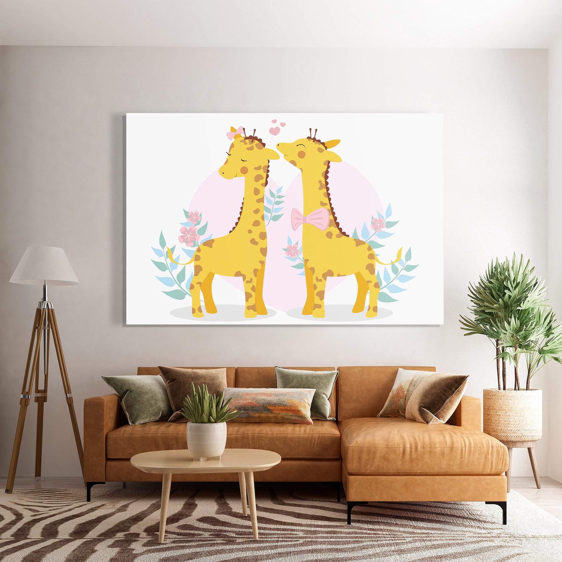 Tablou Sticla Cute Giraffe Couple mockup 7