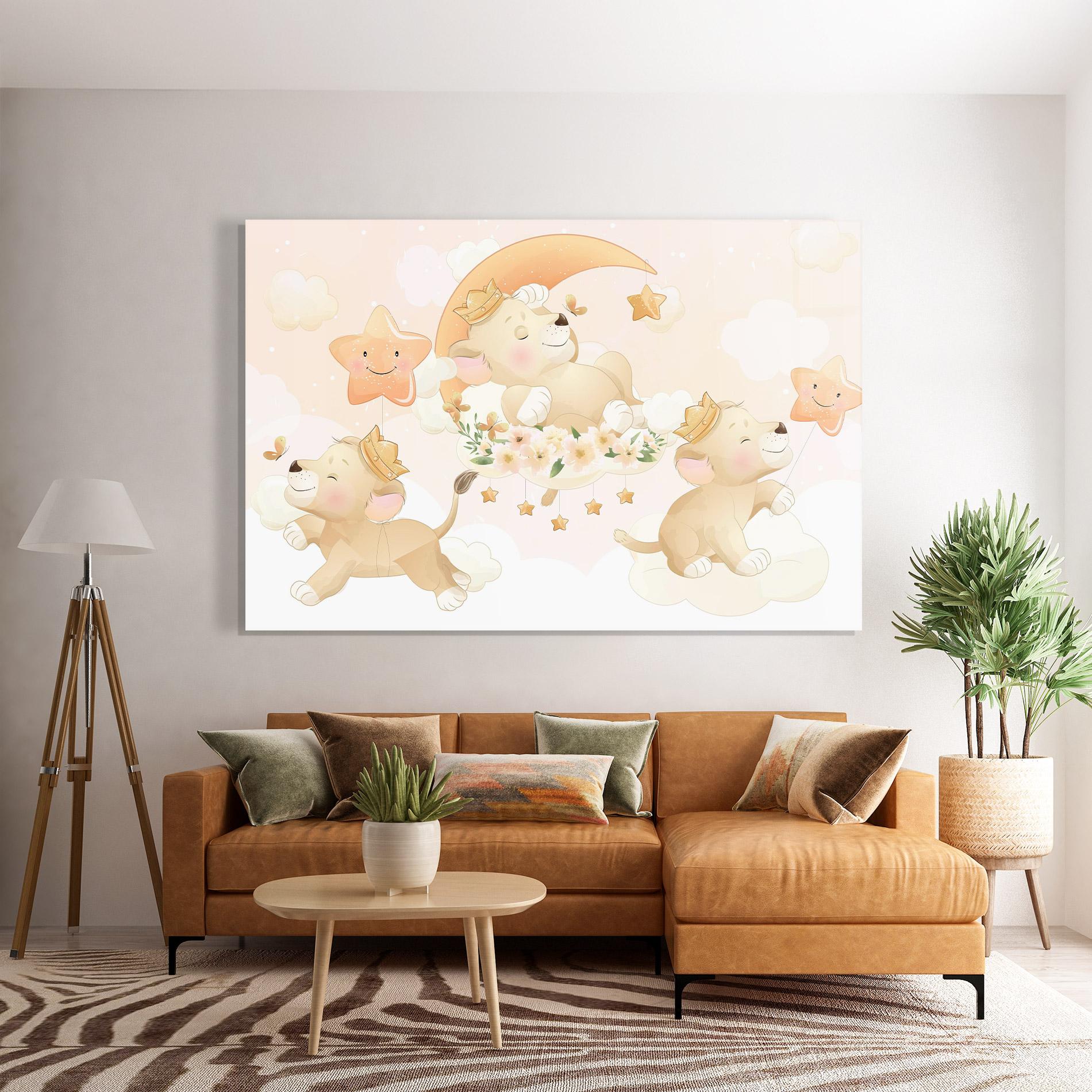 Tablou Sticla King Lion Moon mockup 7