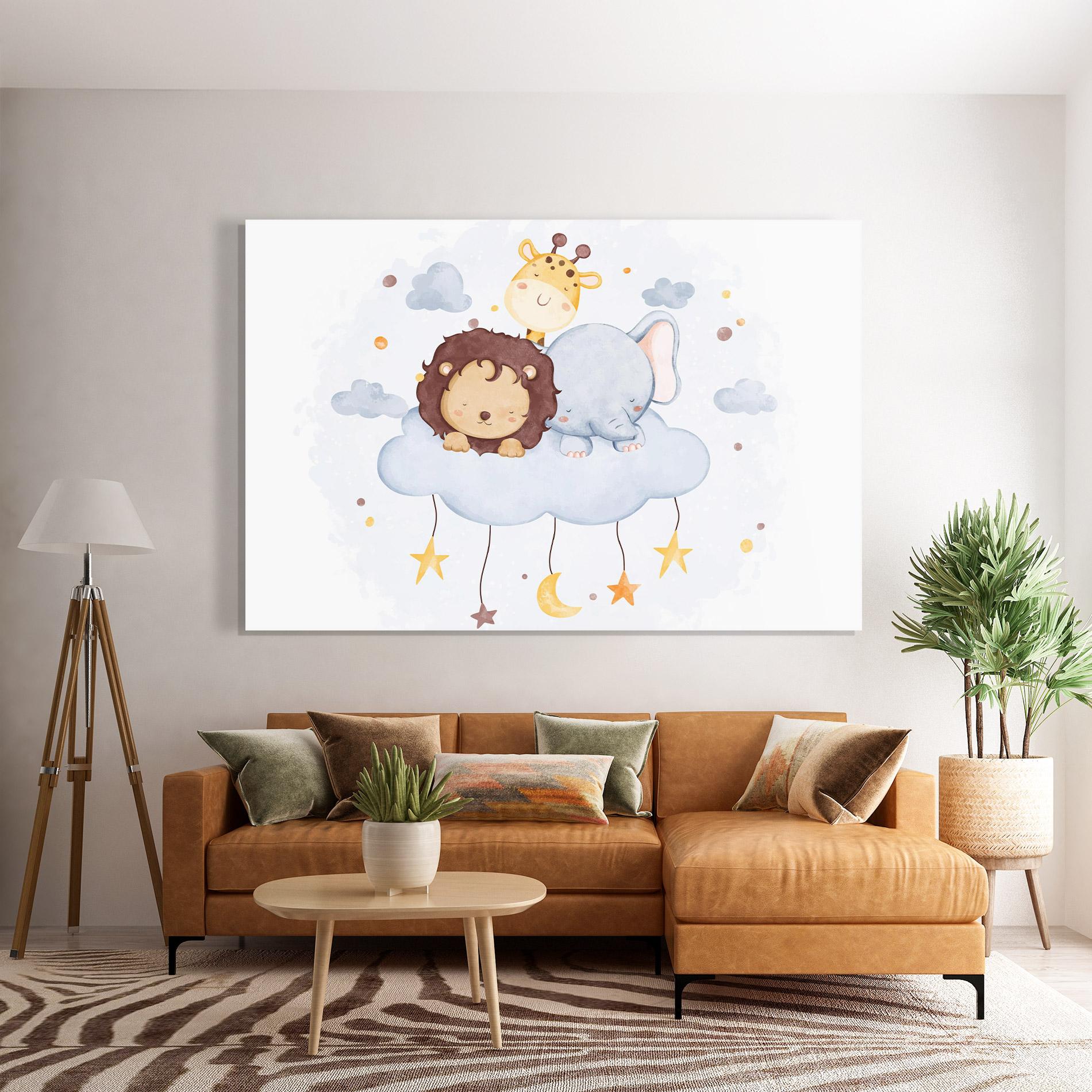 Tablou Sticla Lion And Elephant mockup 7