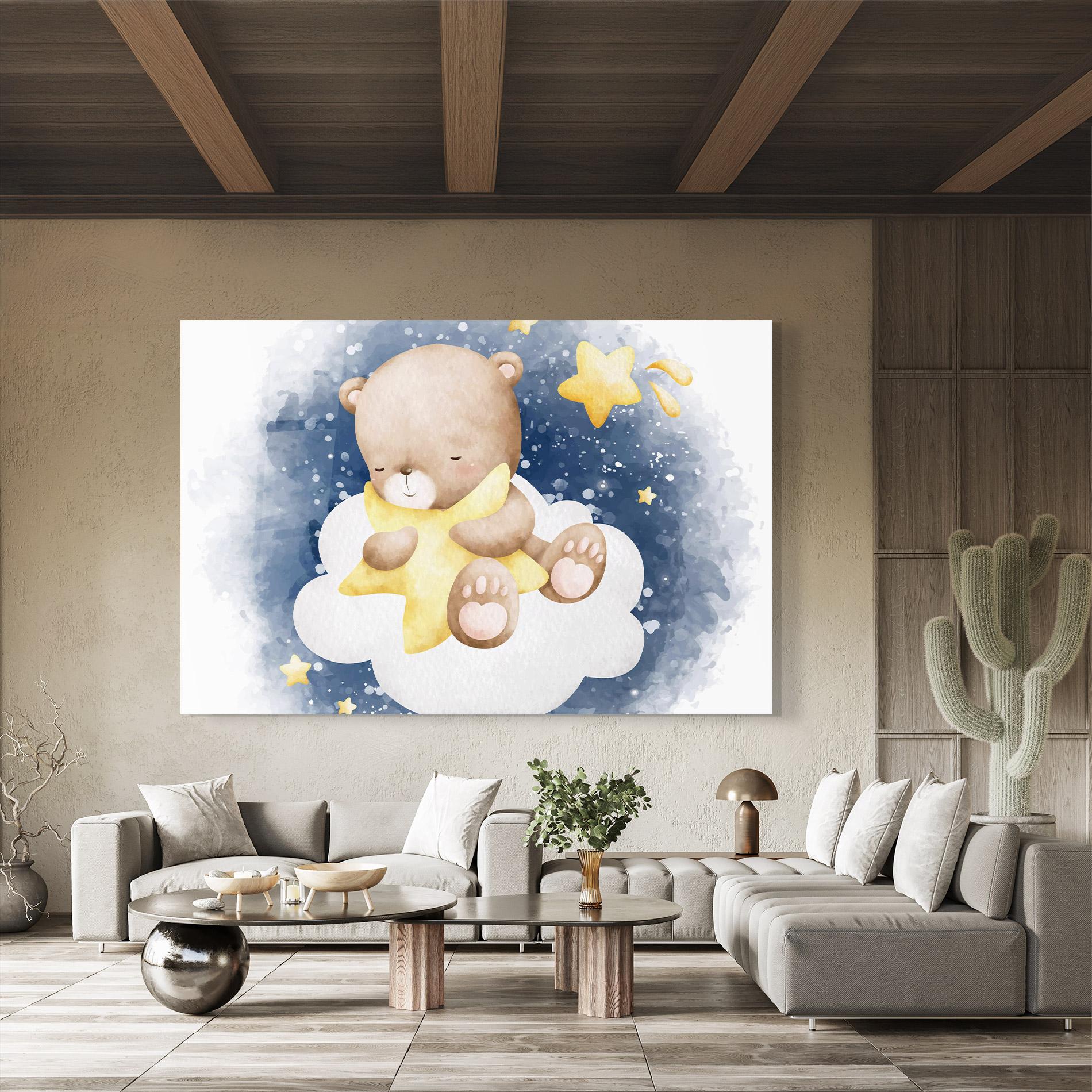 Tablou Sticla Bear Cloud Star mockup 8