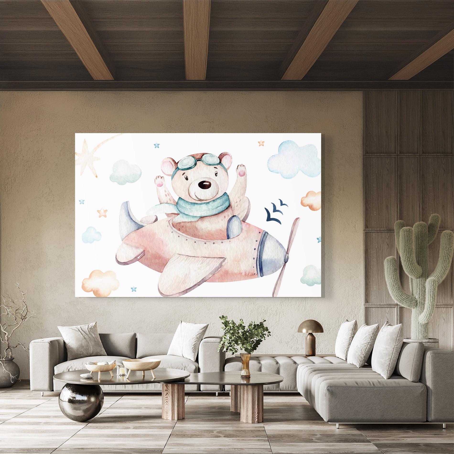 Tablou Sticla Bear Flying mockup 8