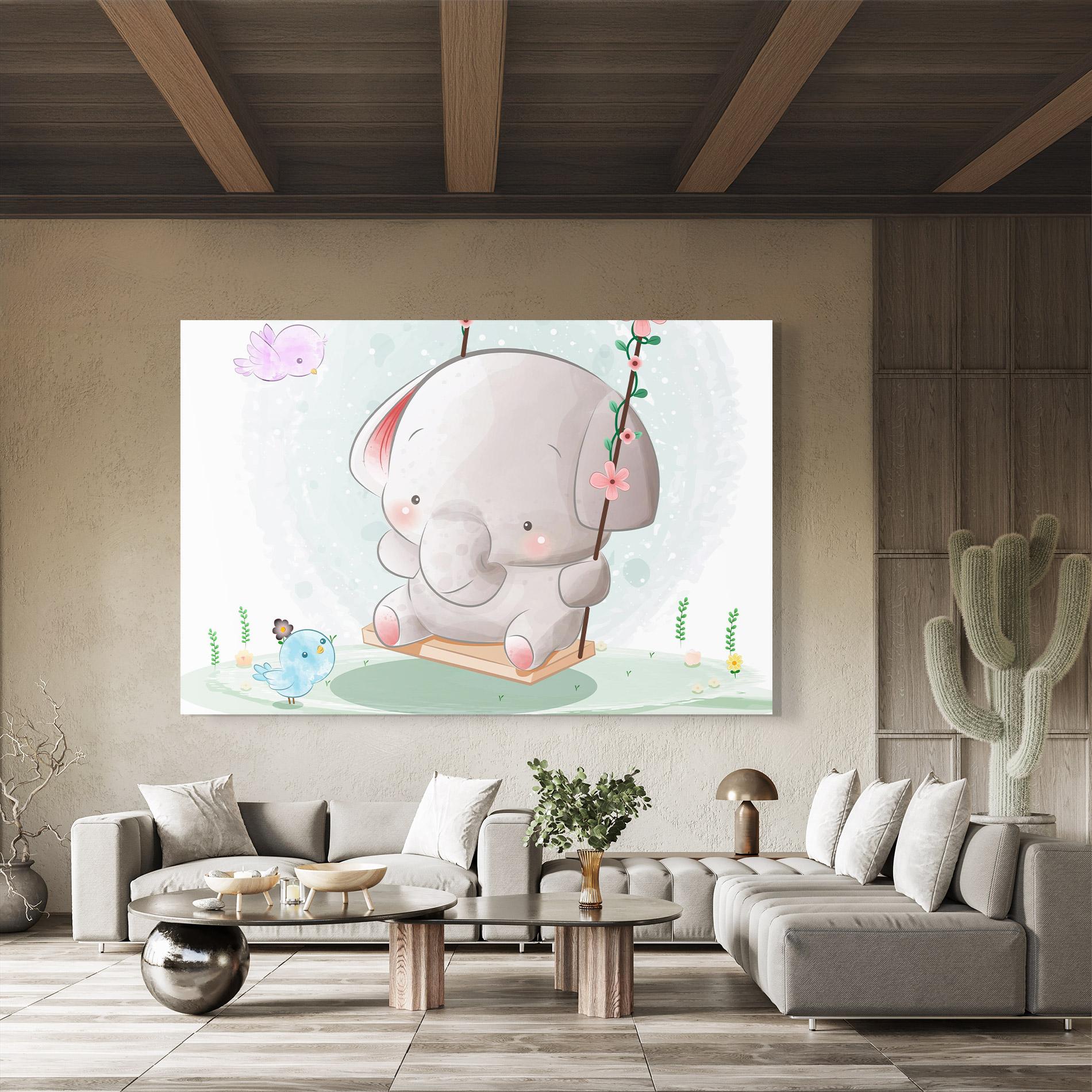 Tablou Sticla Bird Baby Elephant mockup 8