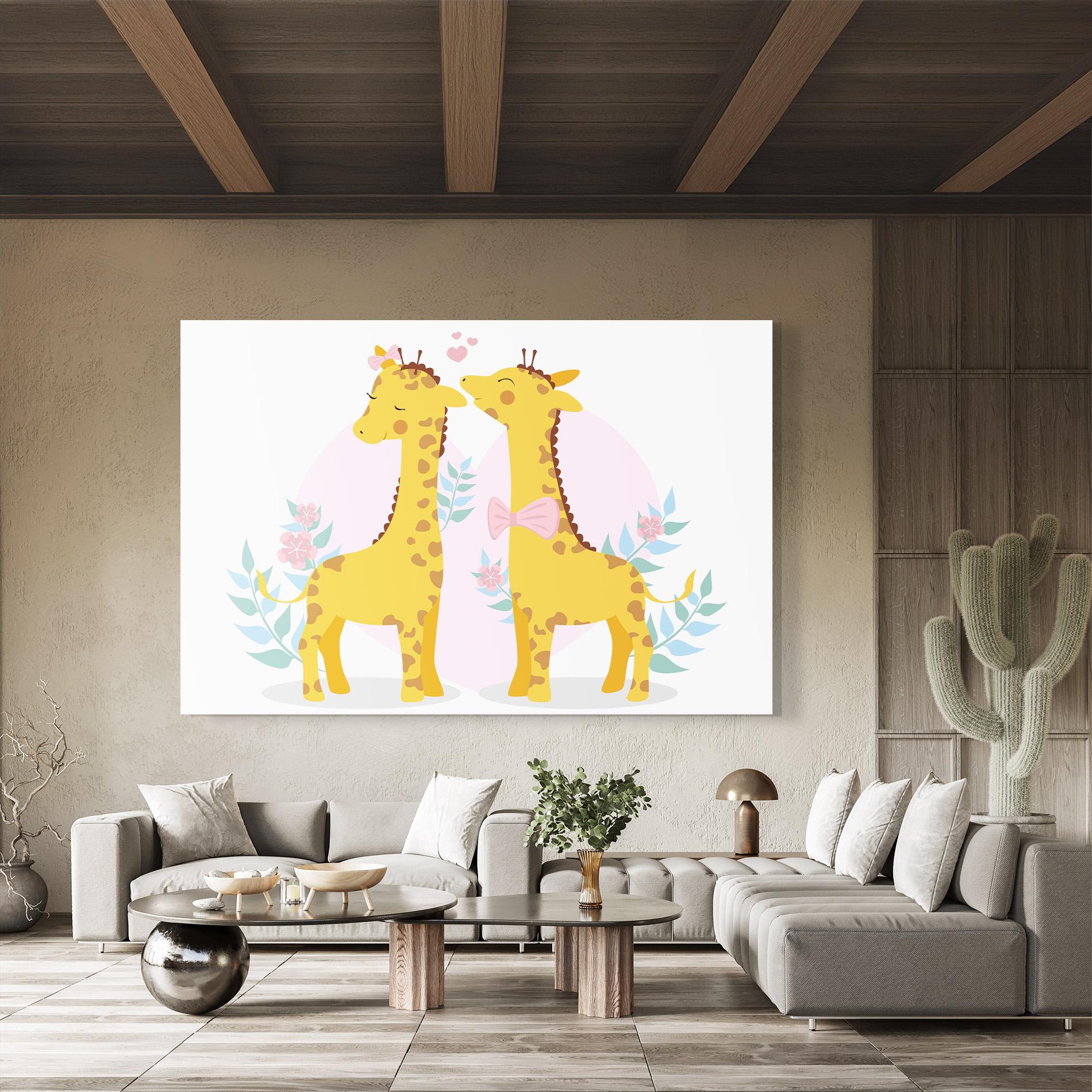 Tablou Sticla Cute Giraffe Couple mockup 8