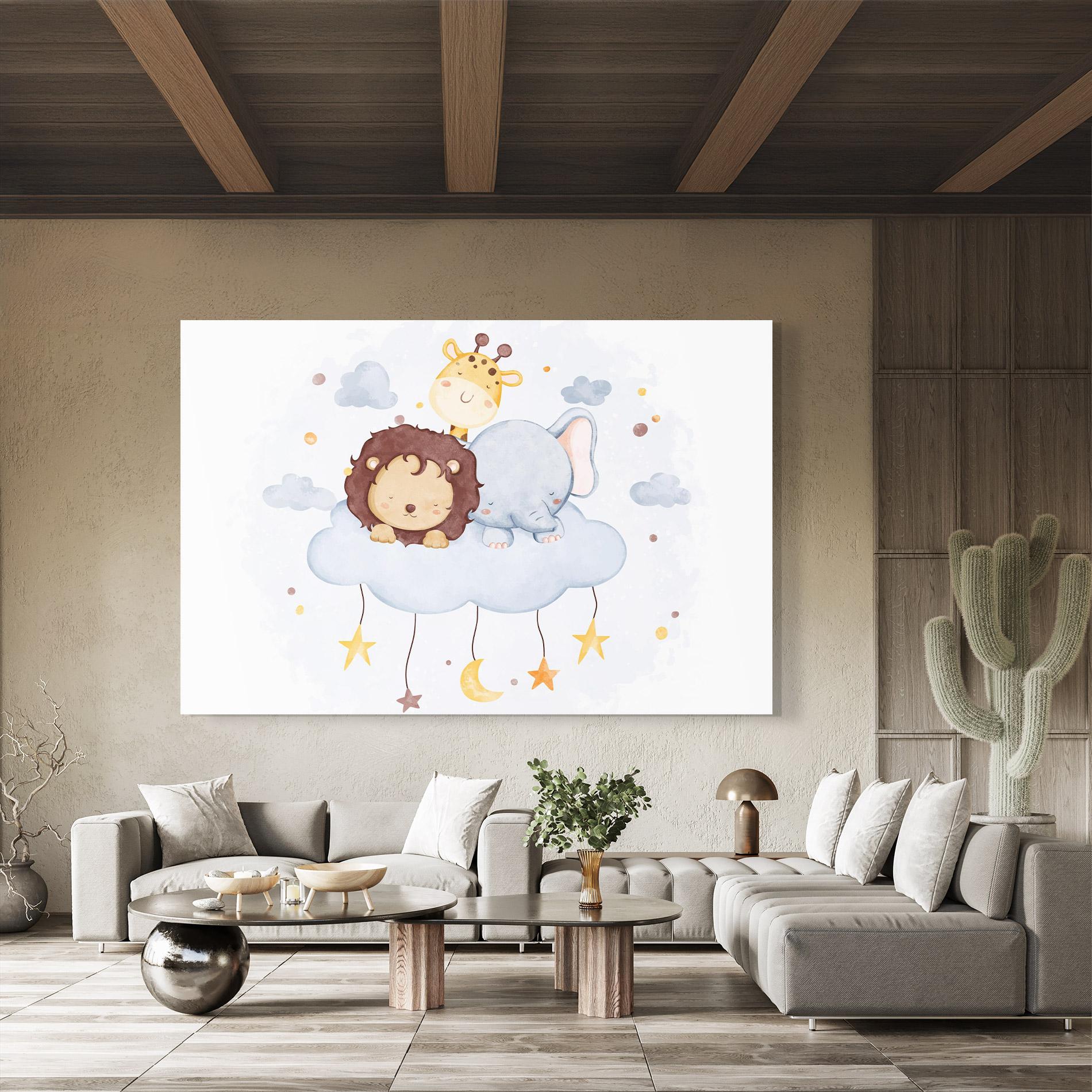 Tablou Sticla Lion And Elephant mockup 8