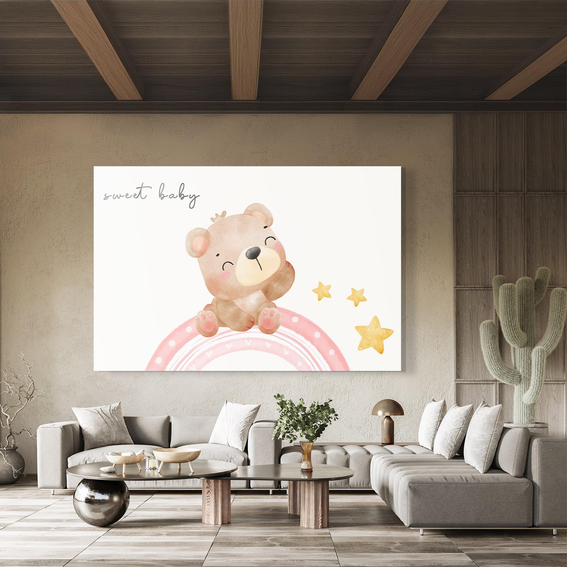 Tablou Sticla Sweet Baby Bear mockup 8