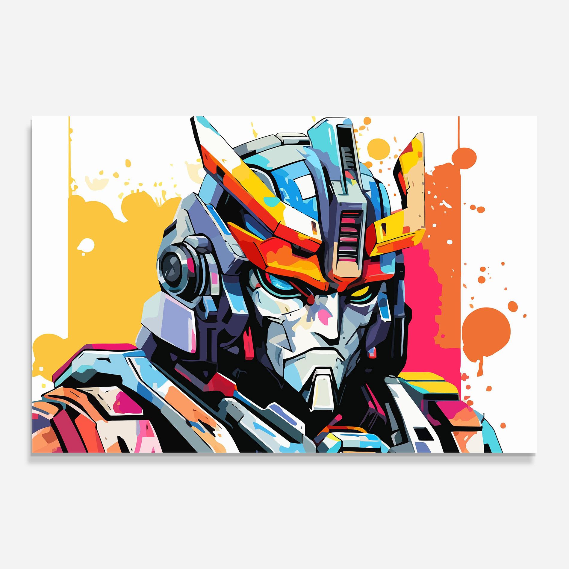 Tablou Sticla Colorful Art Robot mockup 0