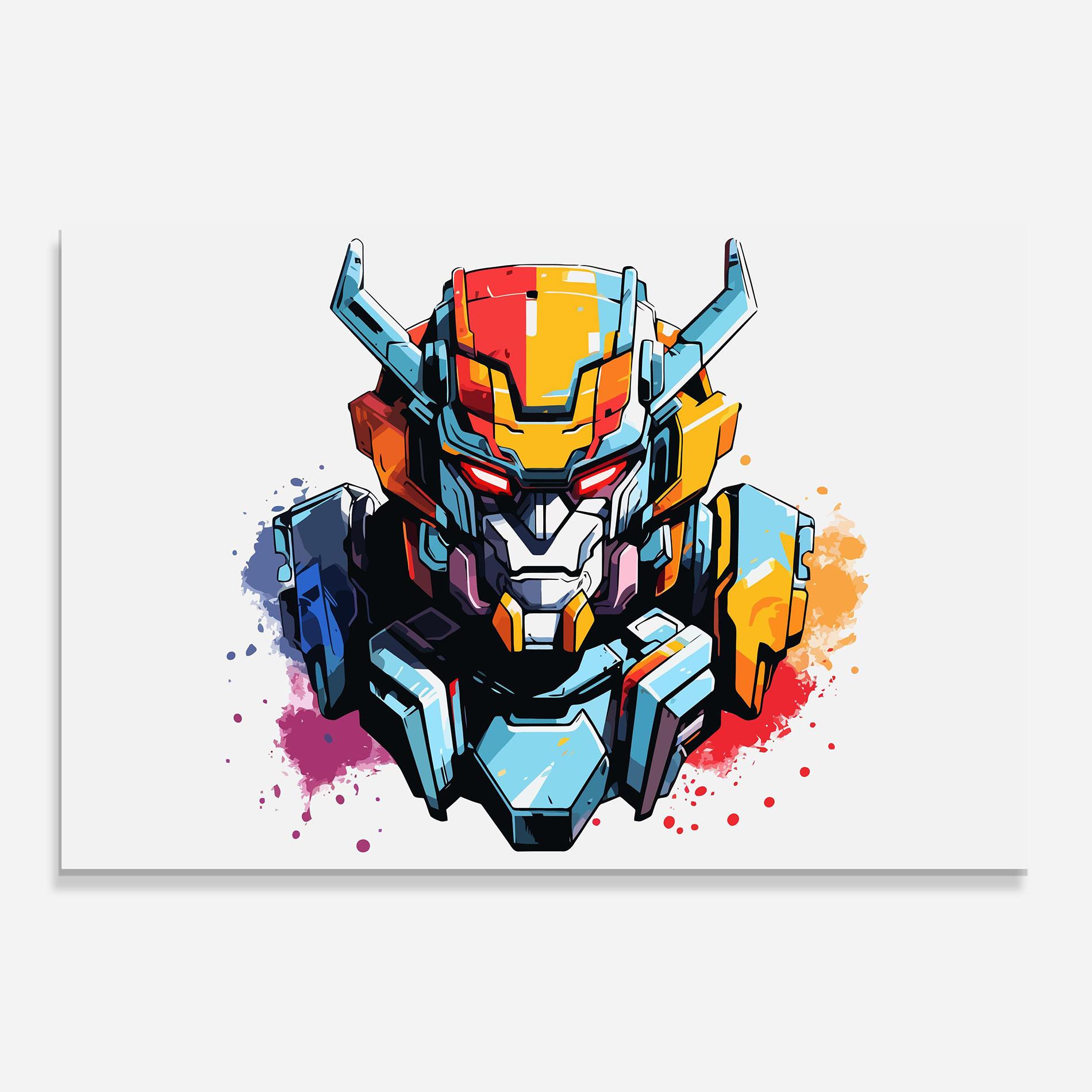 Tablou Sticla Colorful Robot mockup 0