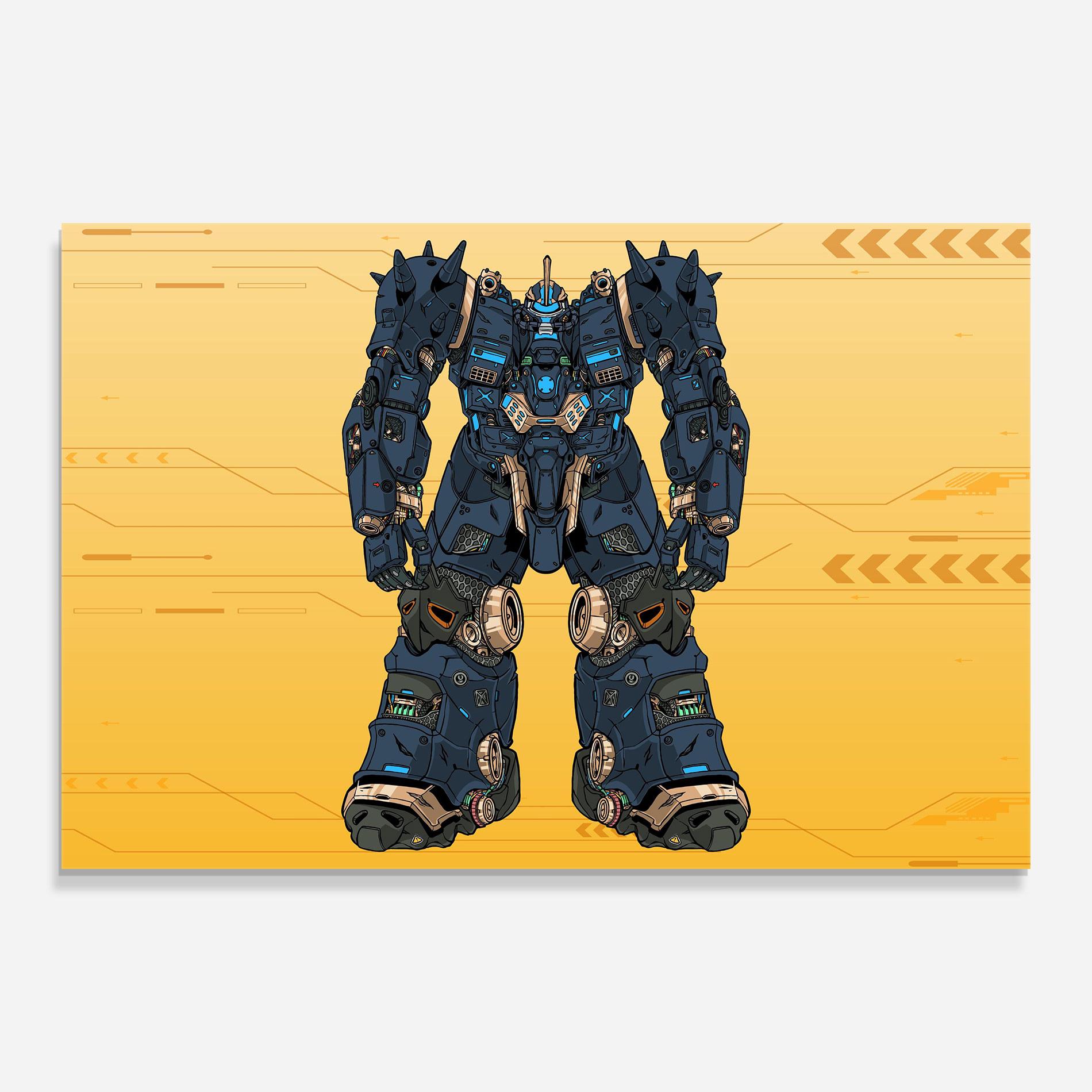 Tablou Sticla Dark Blue Robot mockup 0