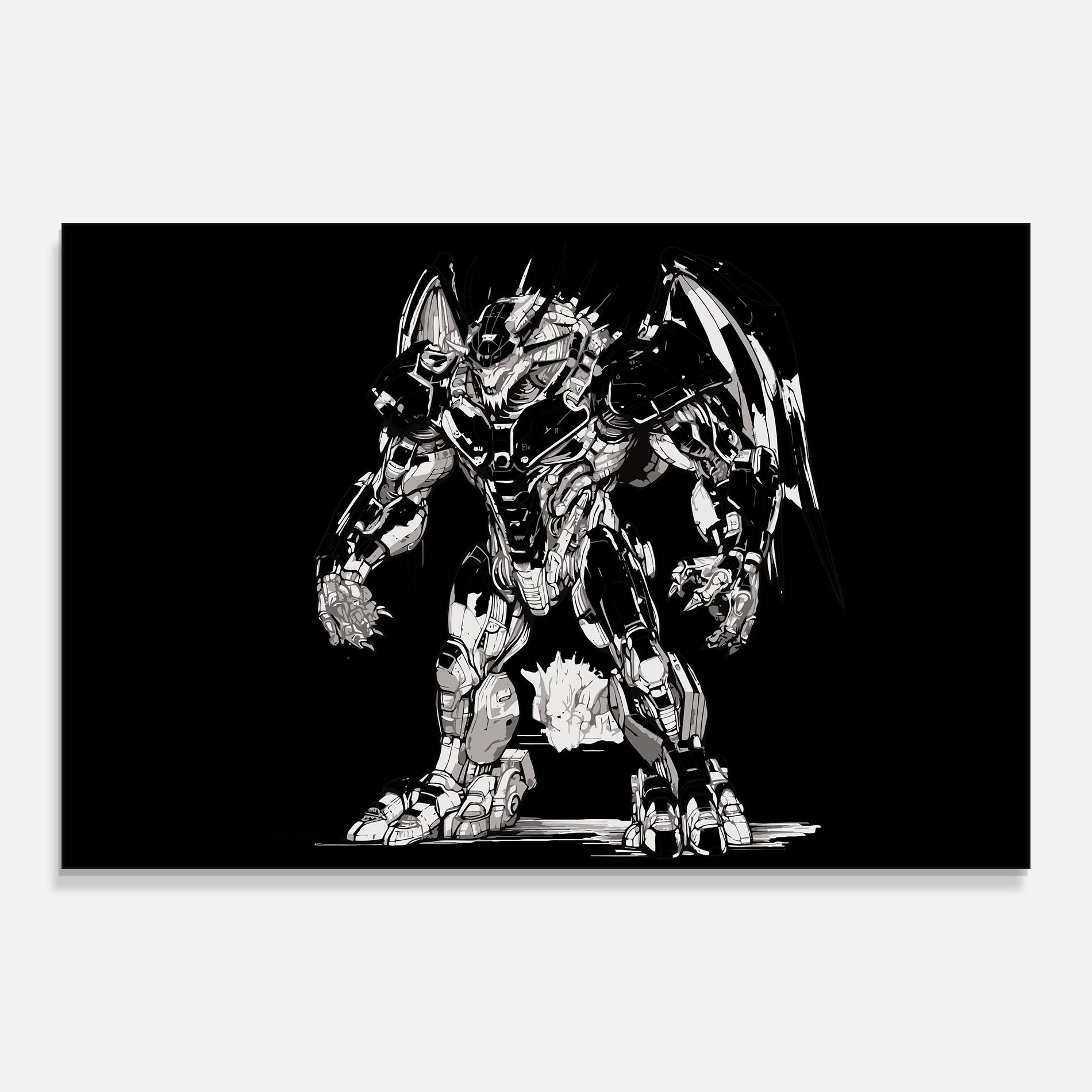 Tablou Sticla Dragon Robot mockup 0