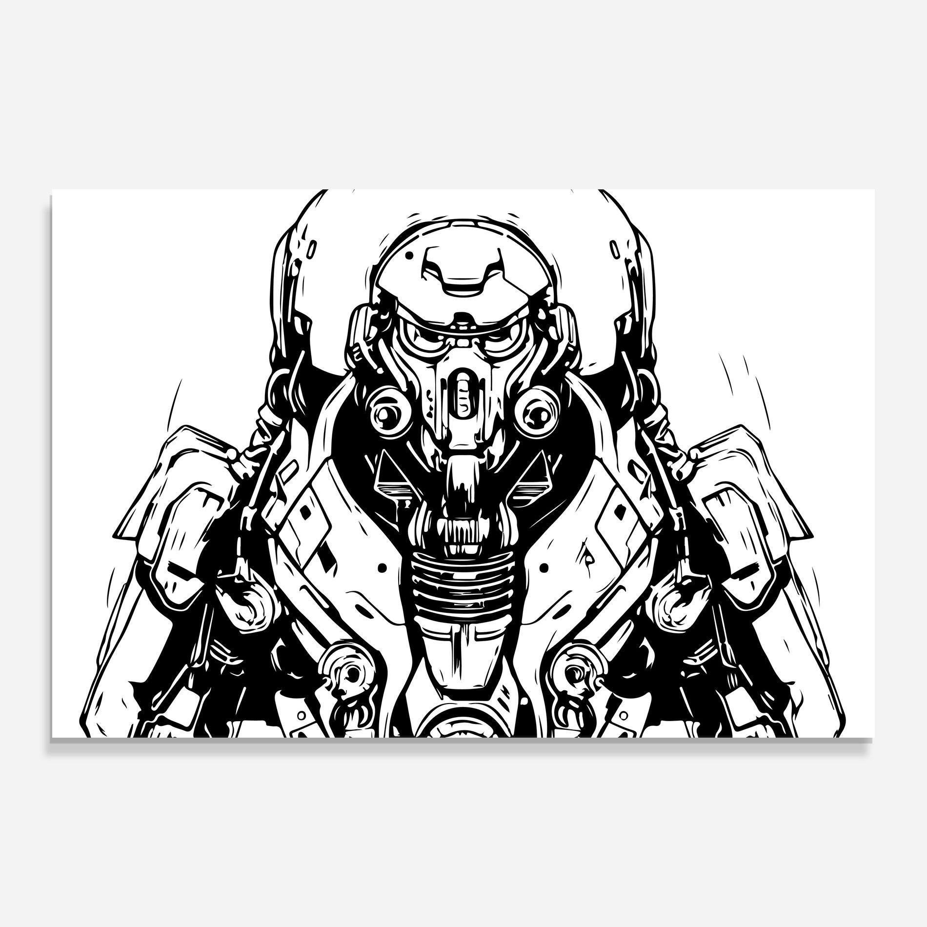 Tablou Sticla Military Robot mockup 0