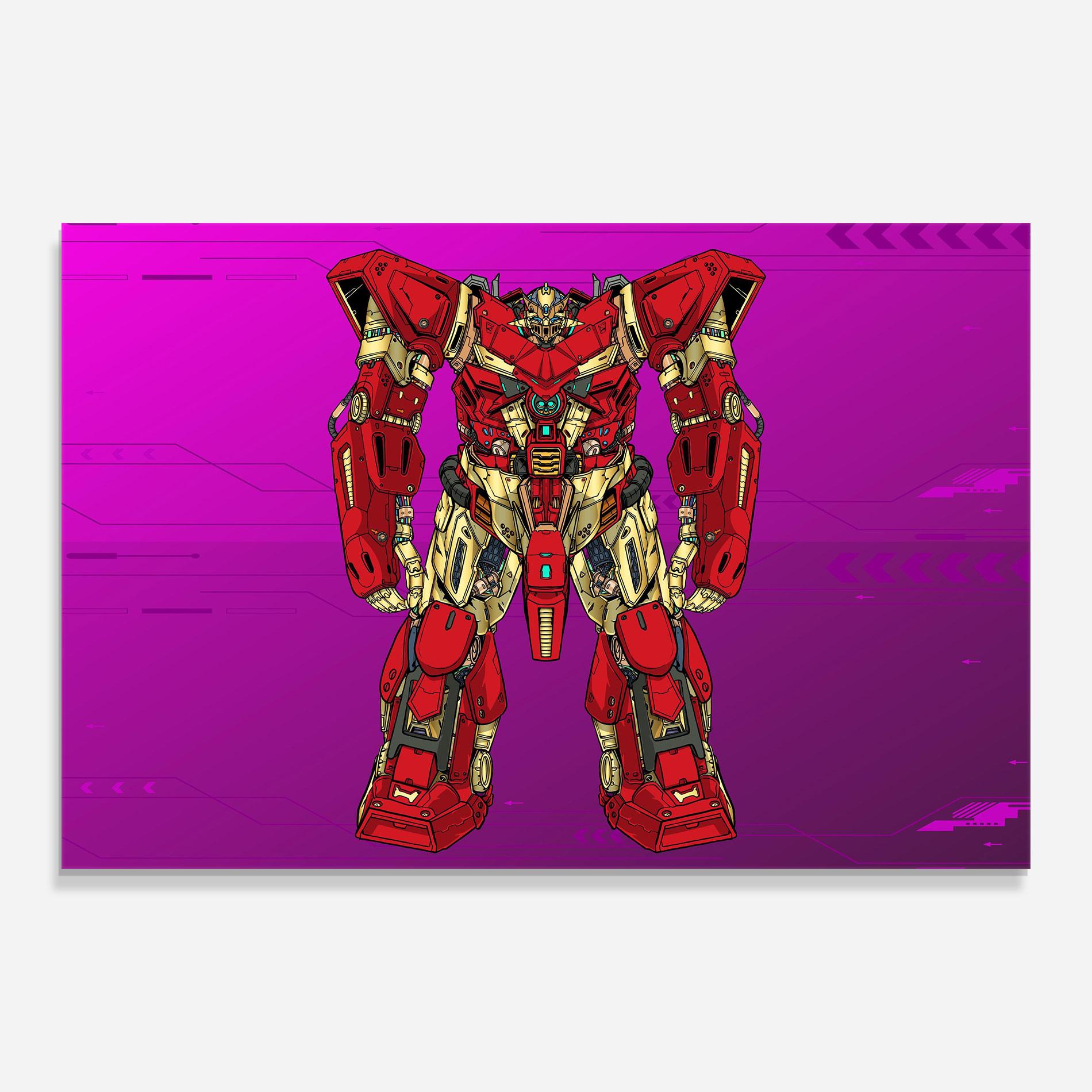 Tablou Sticla Red Cream Robot mockup 0
