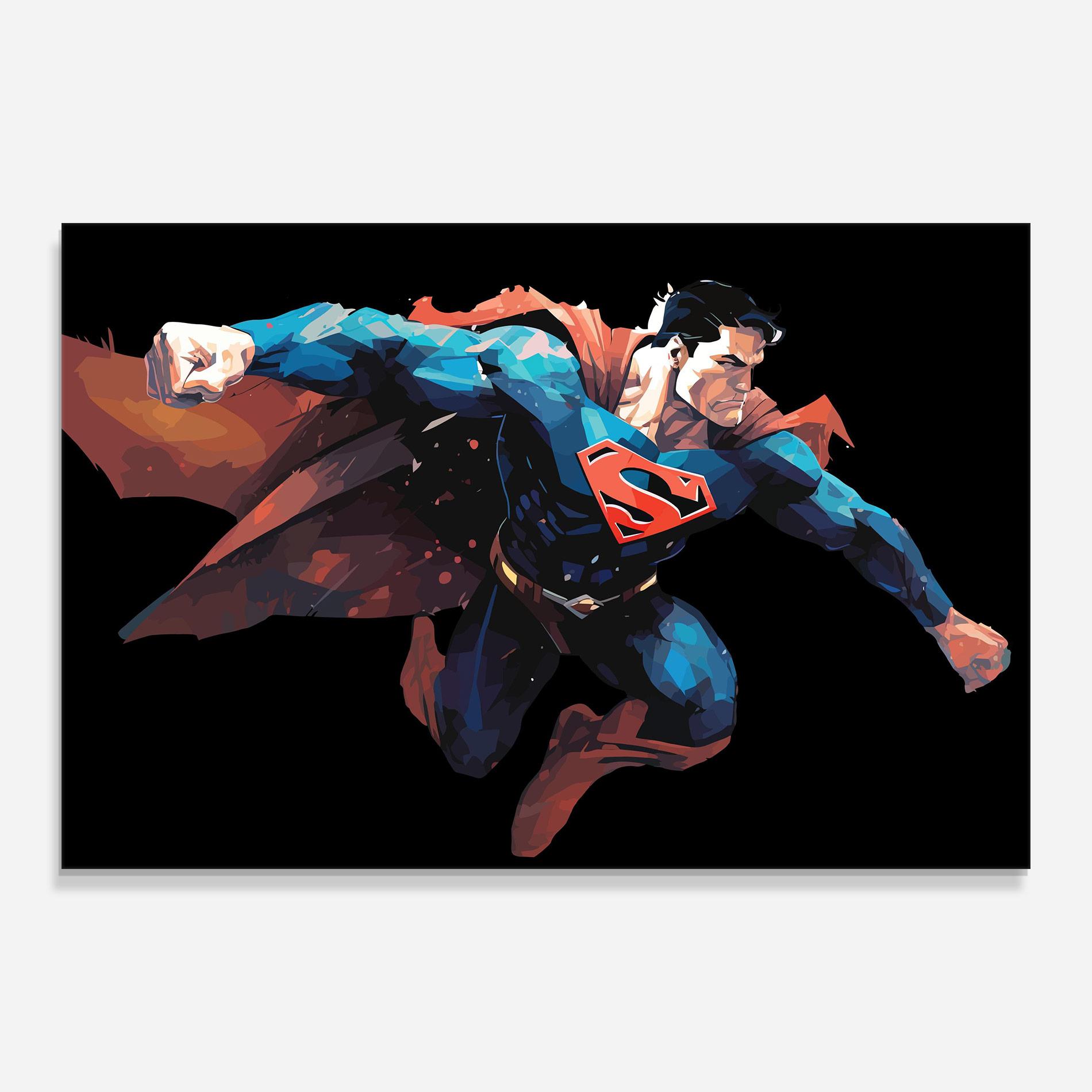Tablou Sticla Superman Jump mockup 0