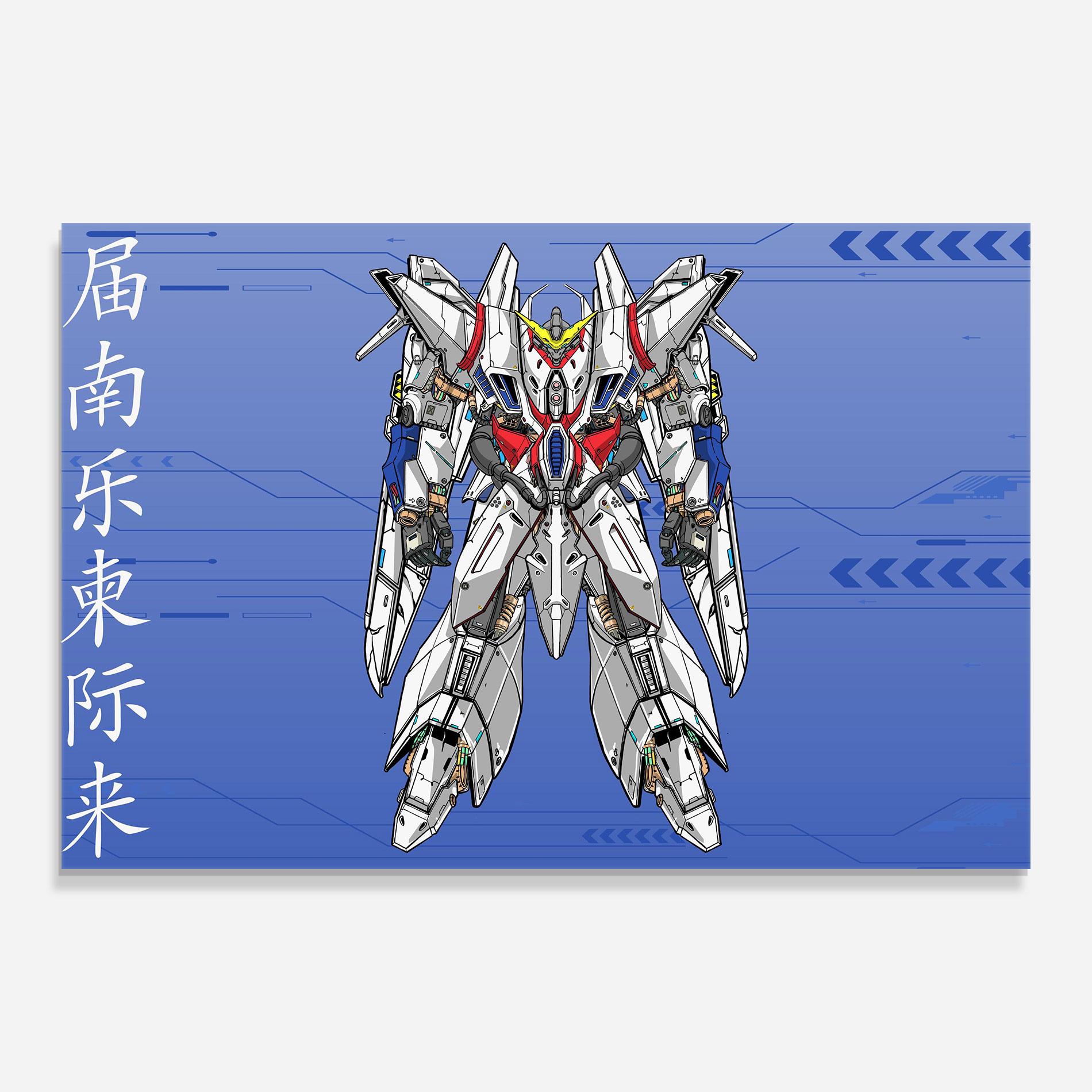 Tablou Sticla White Red Robot mockup 0