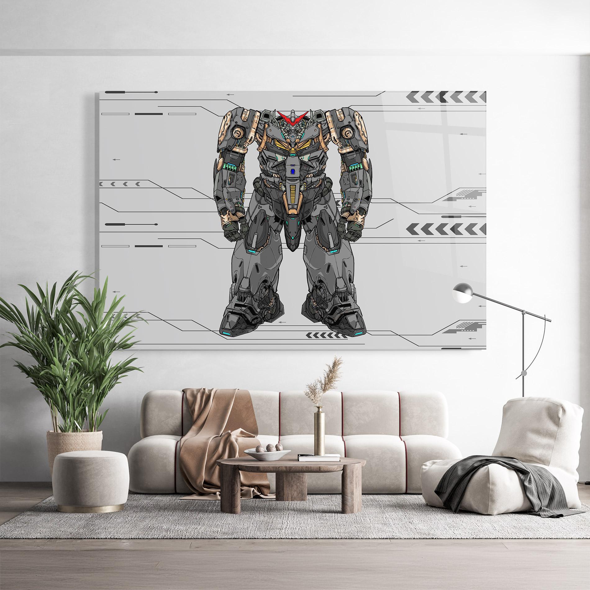 Tablou Sticla Big Grey Robot mockup 9