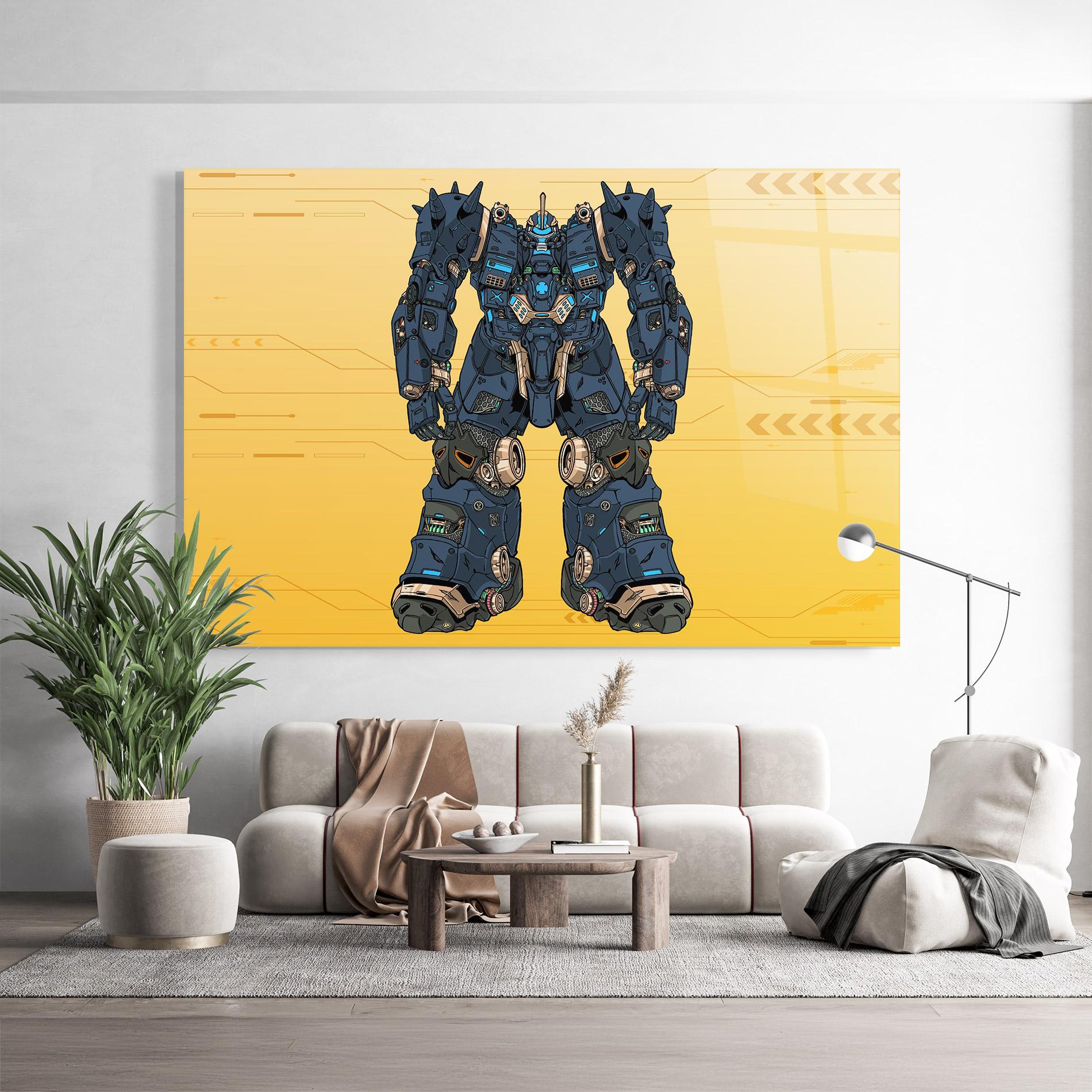 Tablou Sticla Dark Blue Robot mockup 9