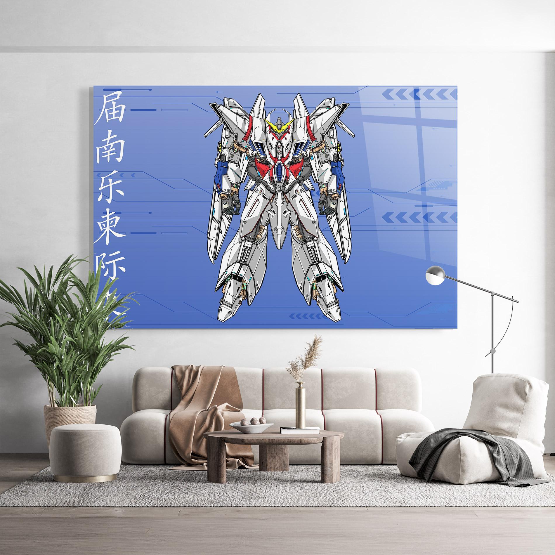 Tablou Sticla White Red Robot mockup 9