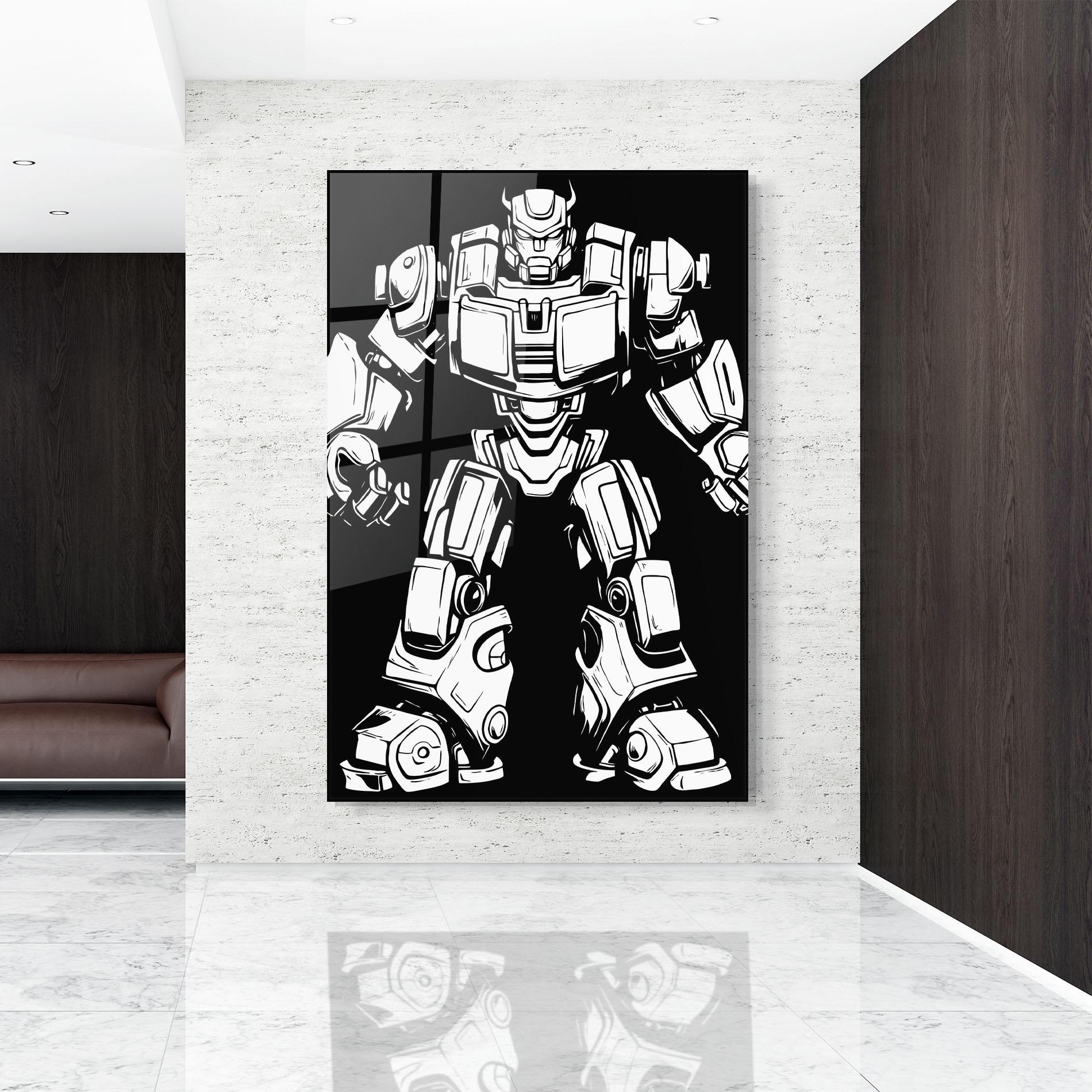 Tablou Sticla Robot Machine mockup 9