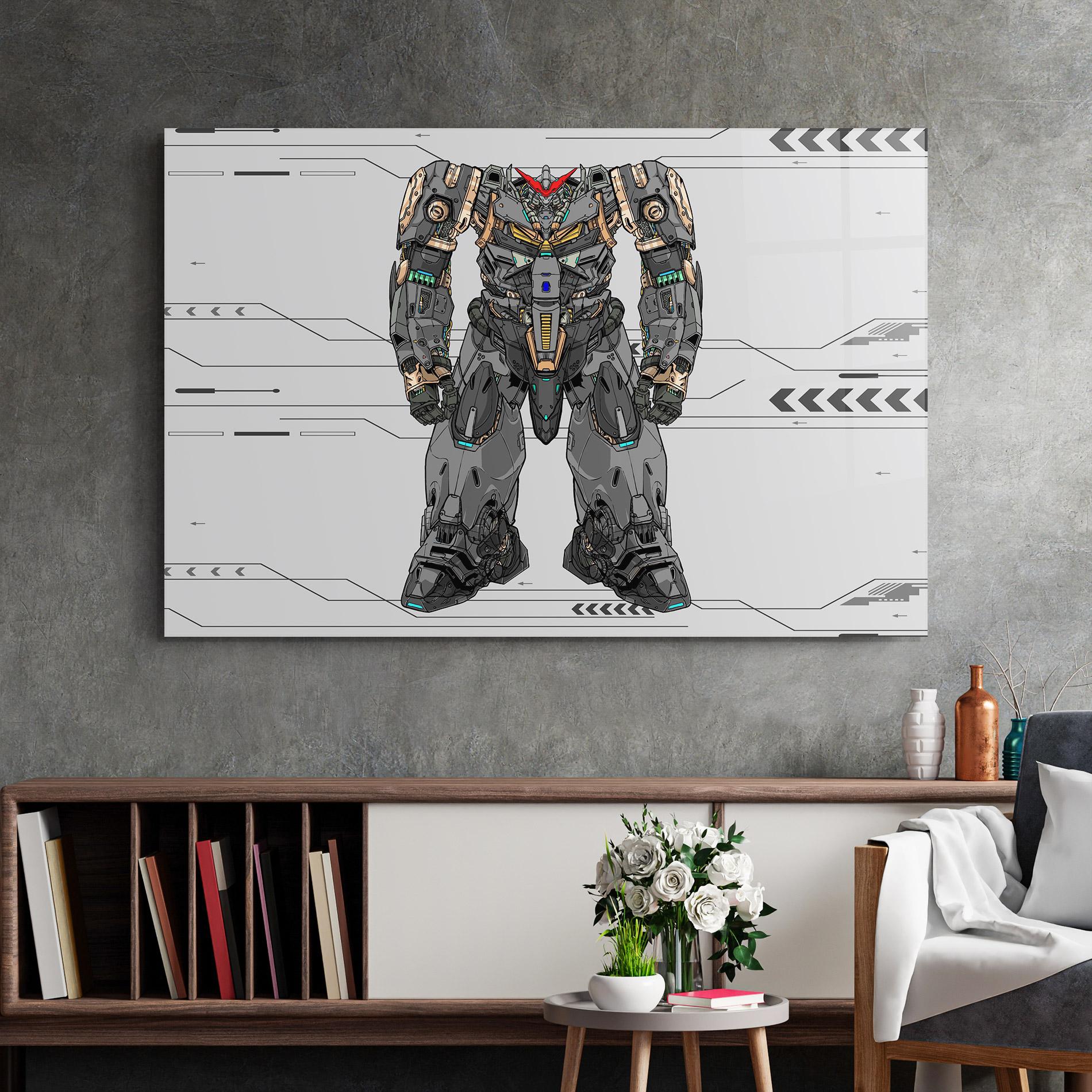 Tablou Sticla Big Grey Robot mockup 2