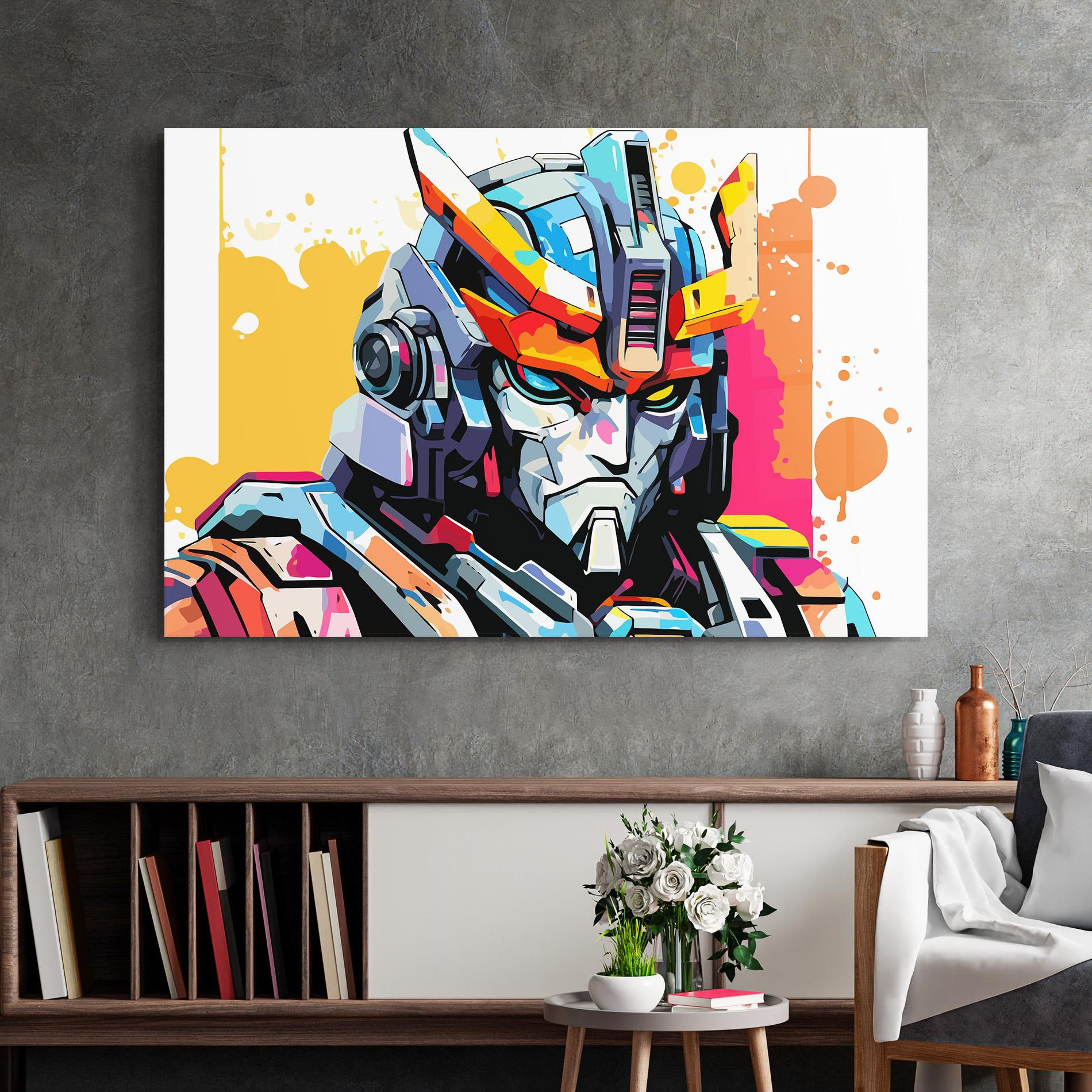 Tablou Sticla Colorful Art Robot mockup 2
