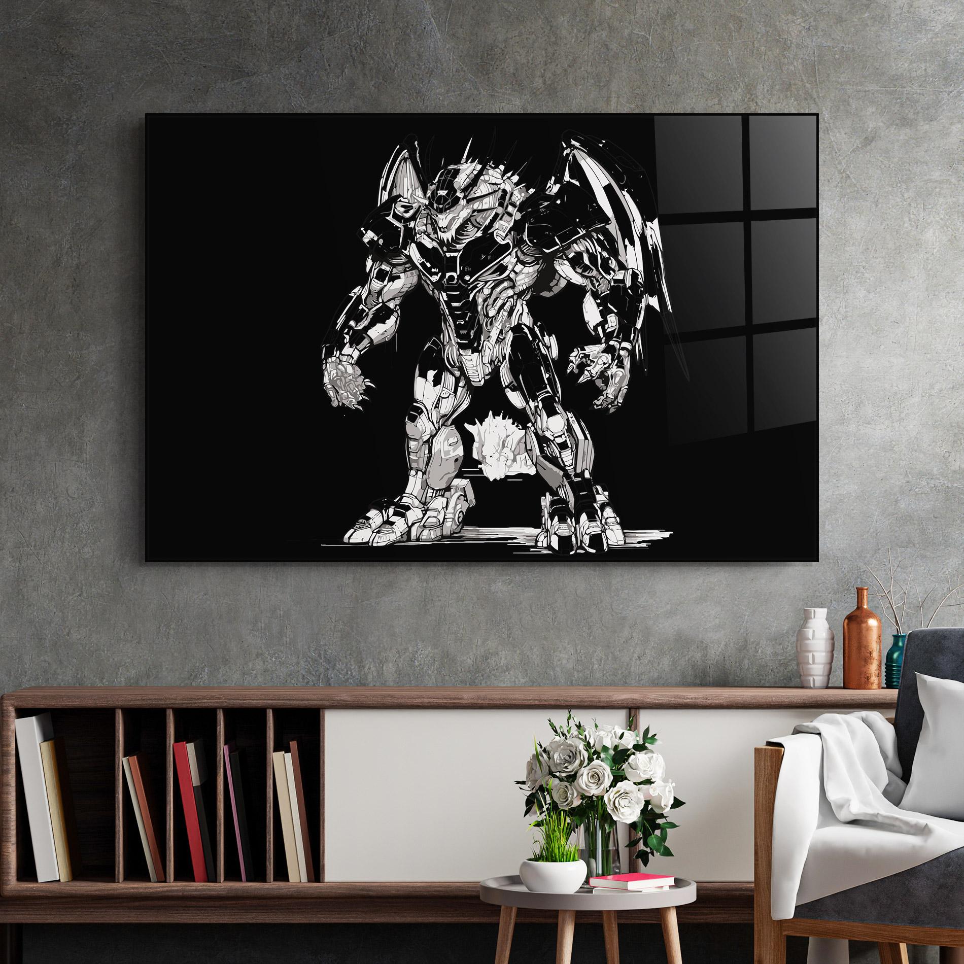 Tablou Sticla Dragon Robot mockup 2