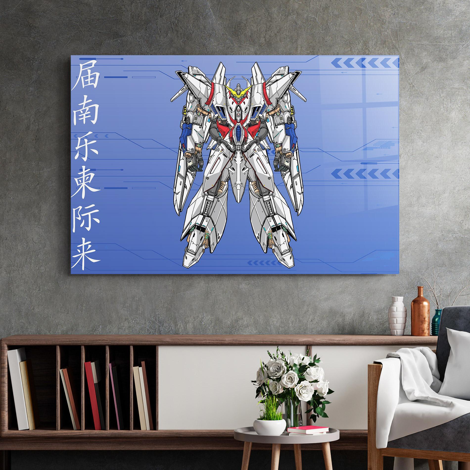 Tablou Sticla White Red Robot mockup 2