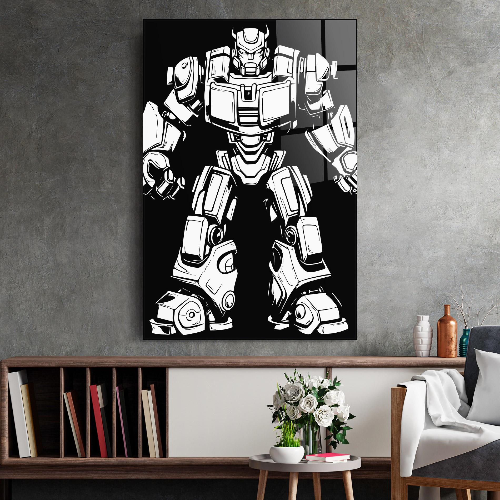 Tablou Sticla Robot Machine mockup 2