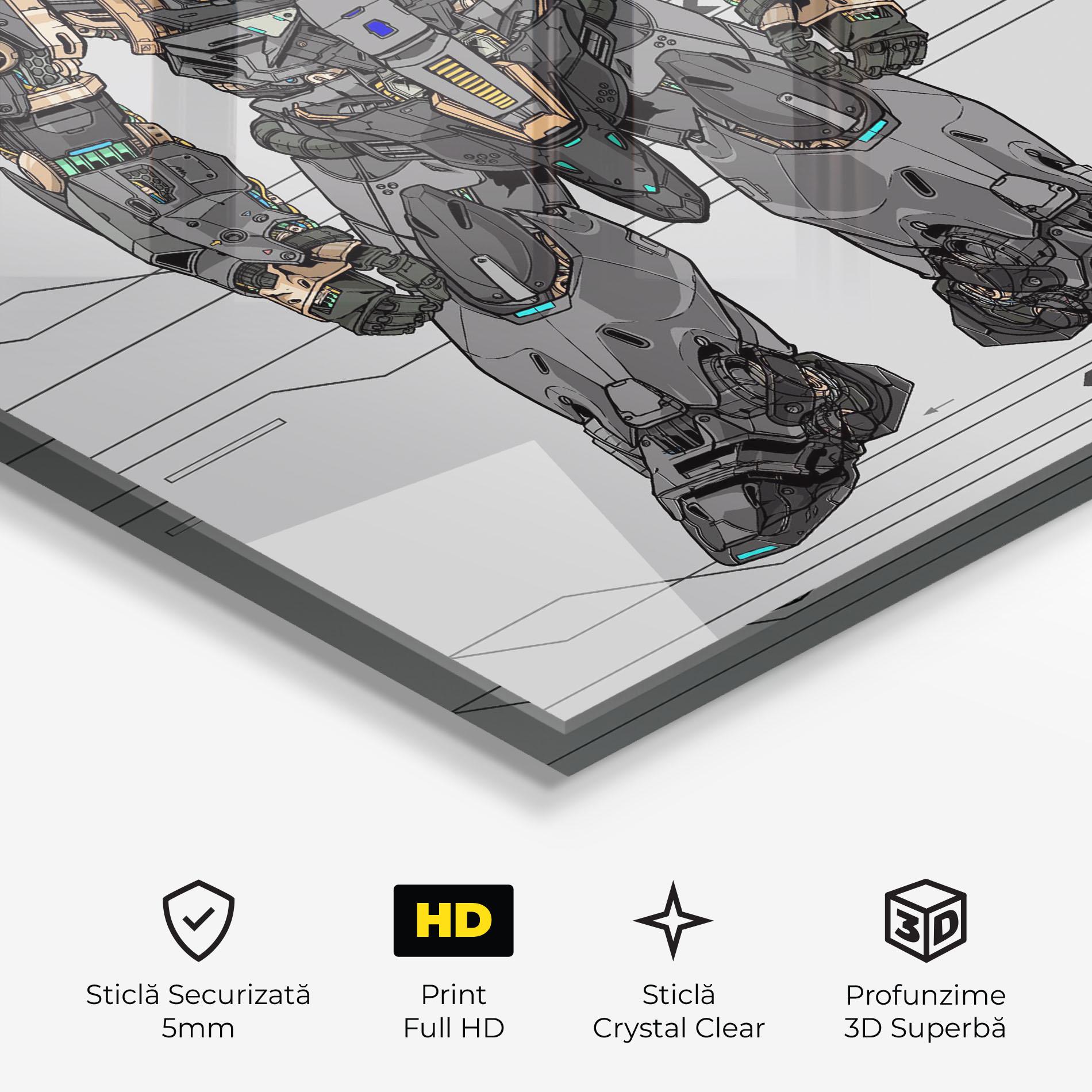 Tablou Sticla Big Grey Robot mockup 3