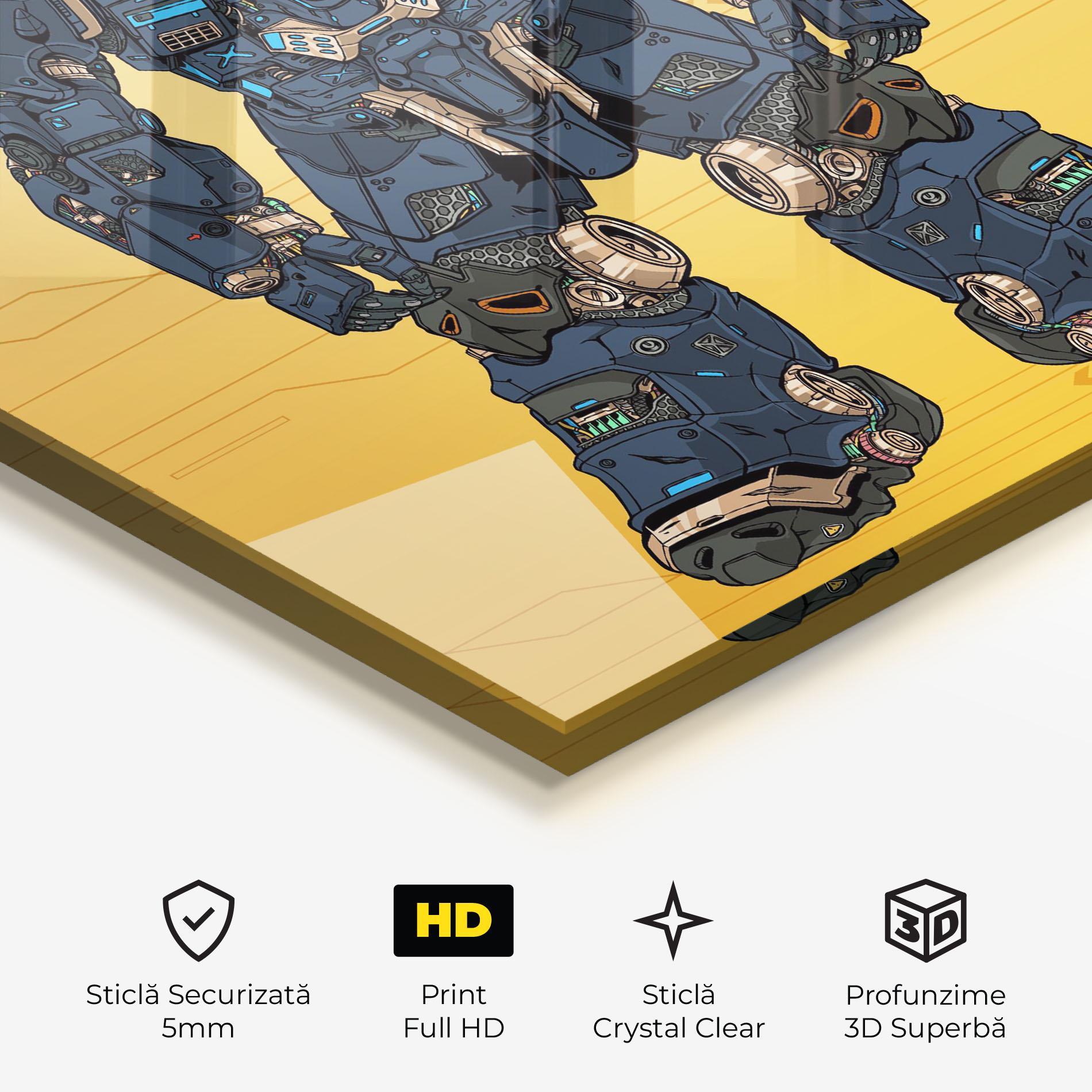 Tablou Sticla Dark Blue Robot mockup 3