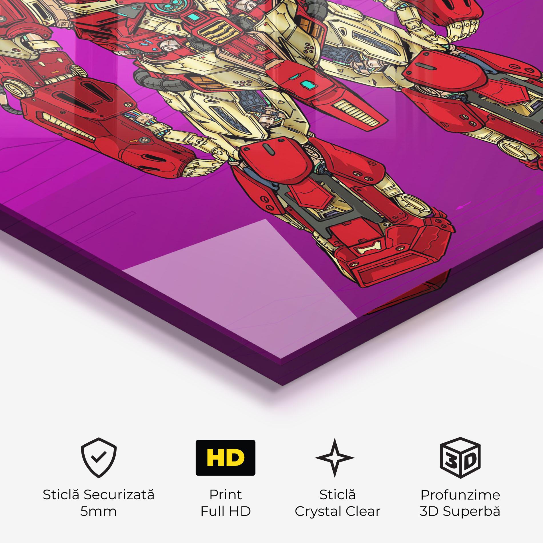 Tablou Sticla Red Cream Robot mockup 3