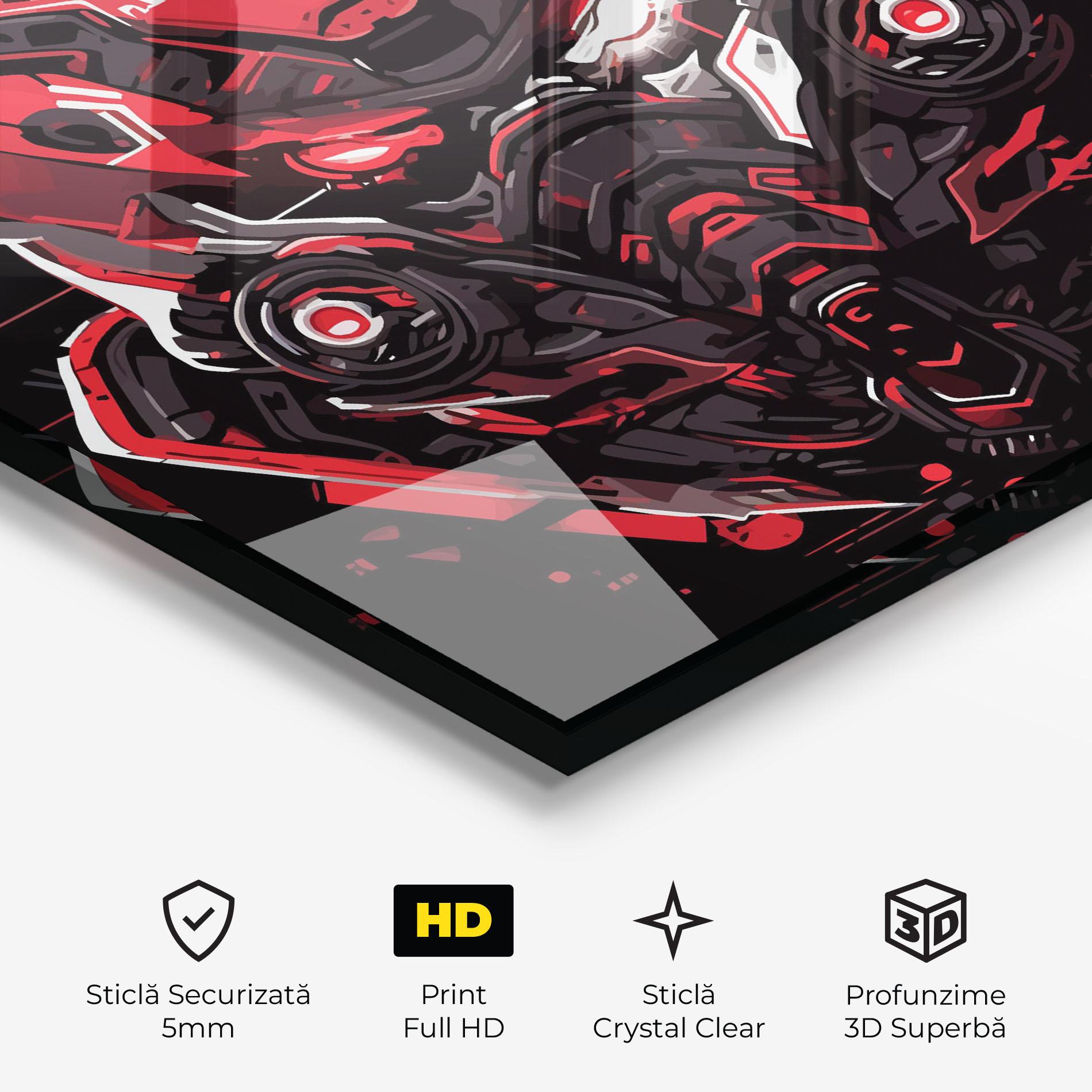 Tablou Sticla Red Robot Art mockup 3