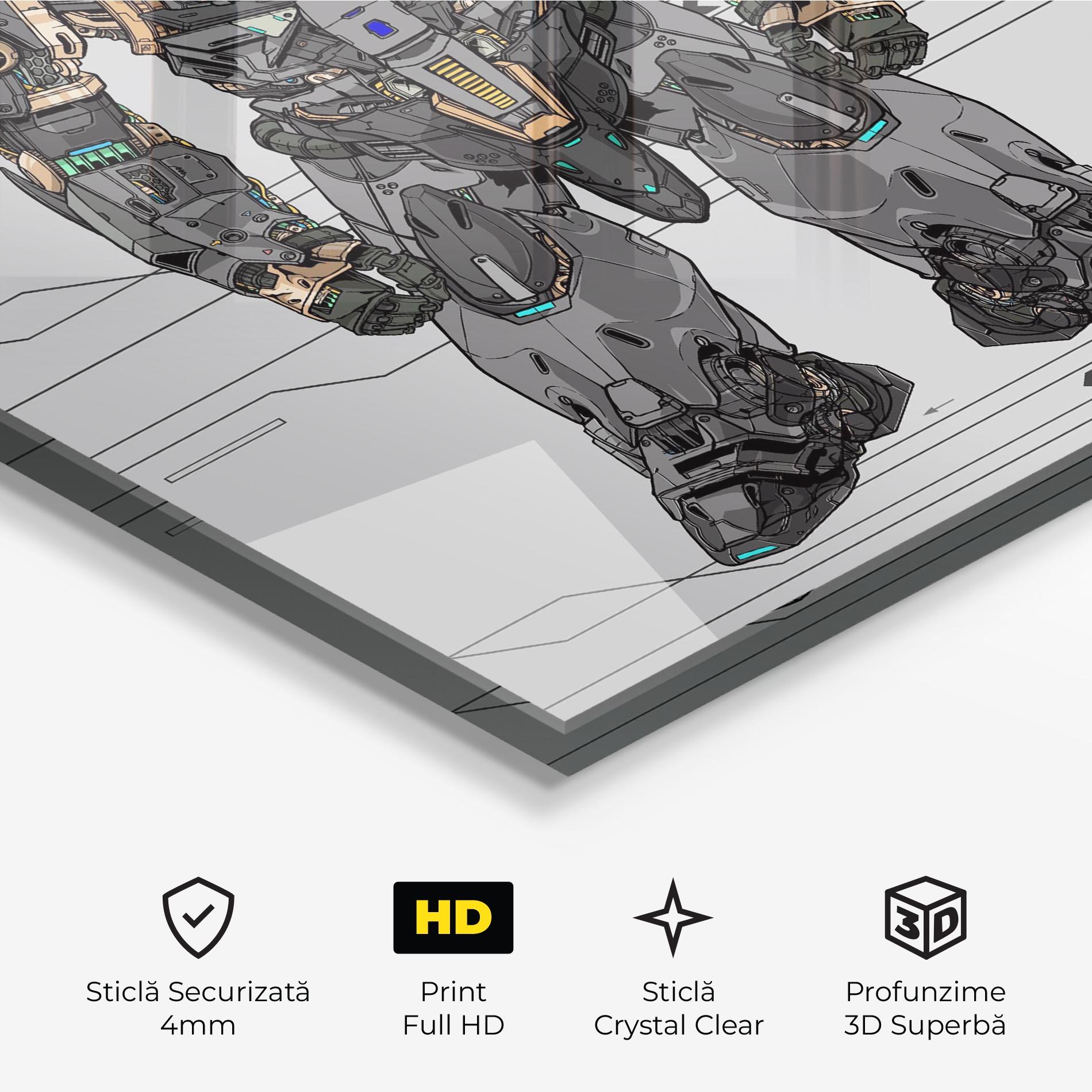 Tablou Sticla Big Grey Robot mockup 3