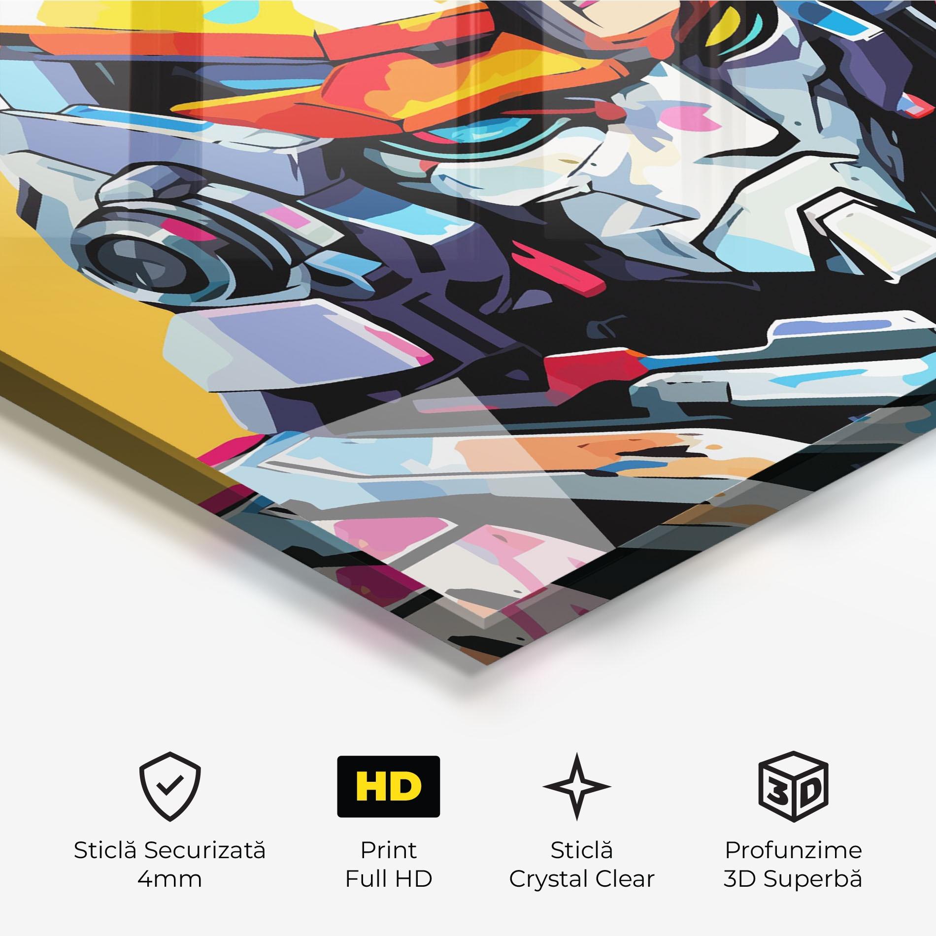 Tablou Sticla Colorful Art Robot mockup 3