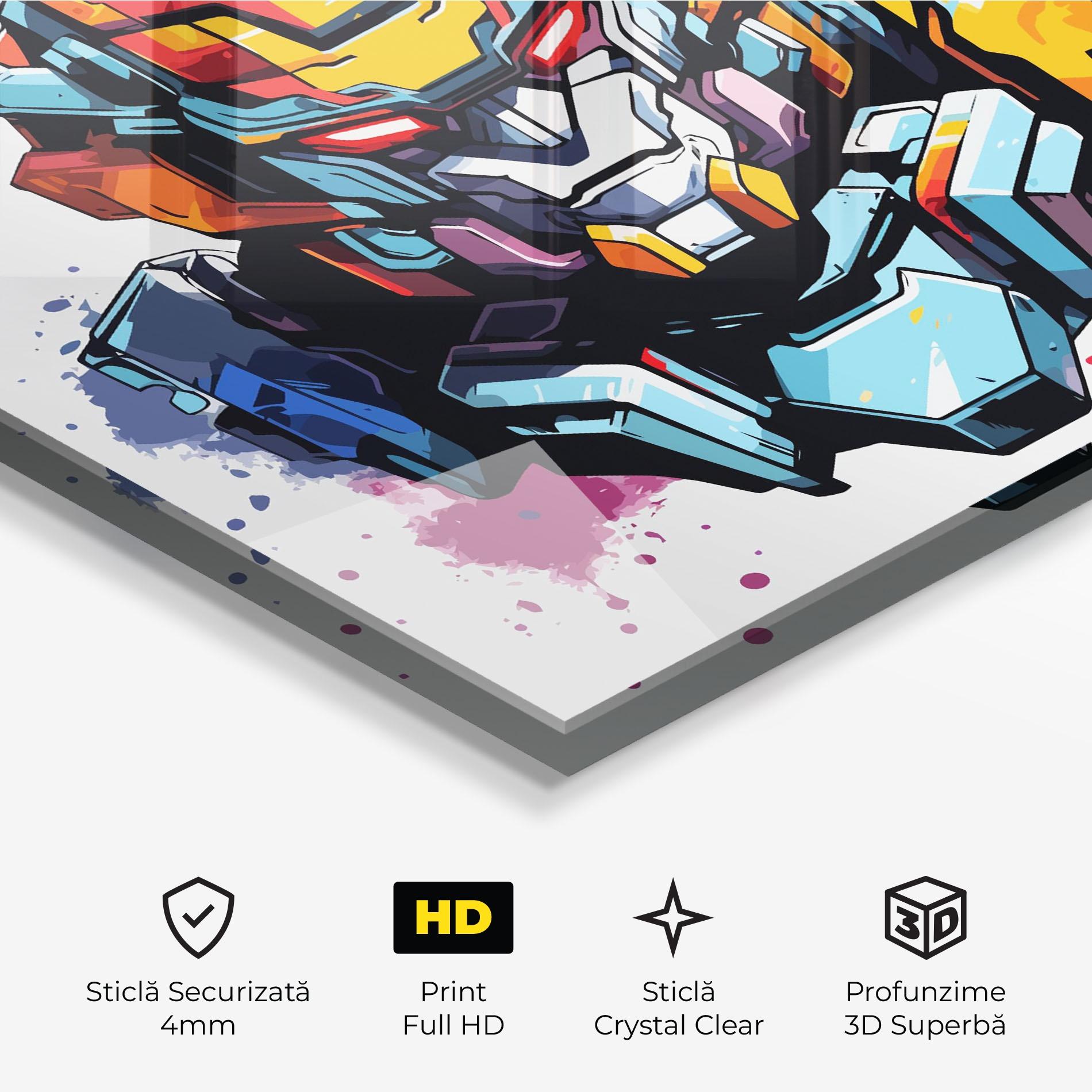 Tablou Sticla Colorful Robot mockup 3