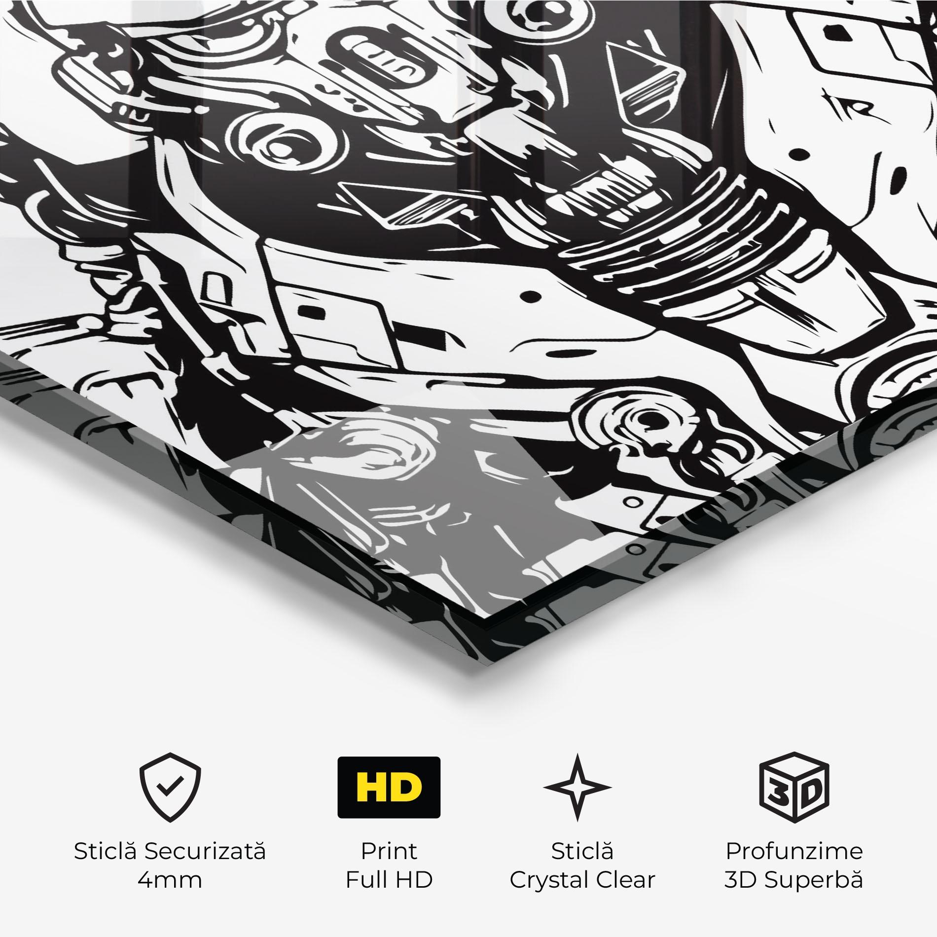 Tablou Sticla Military Robot mockup 3