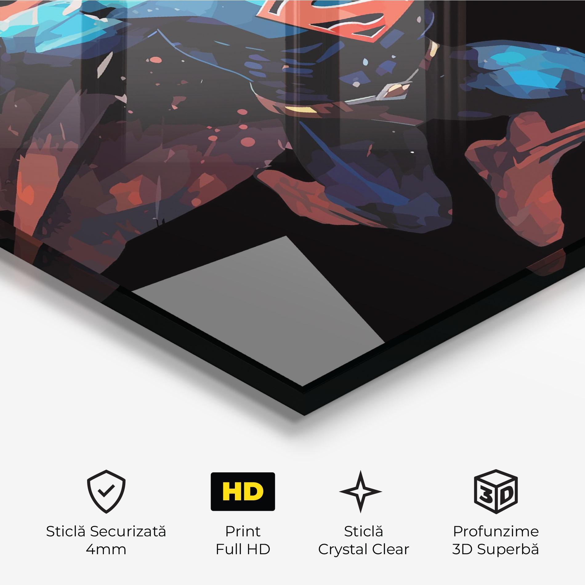 Tablou Sticla Superman Jump mockup 3