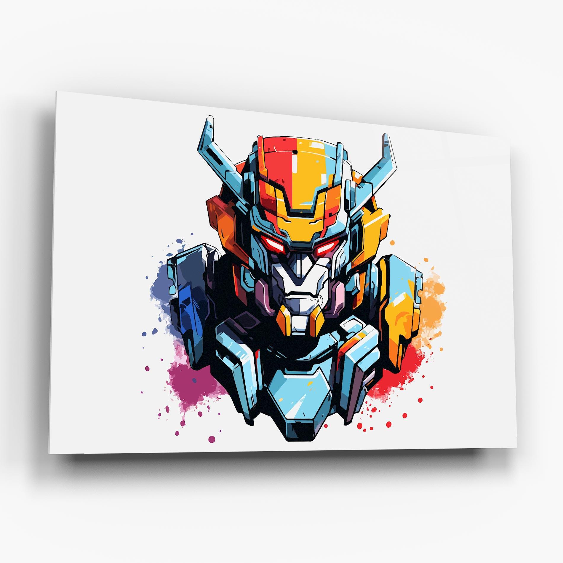 Tablou Sticla Colorful Robot mockup 6