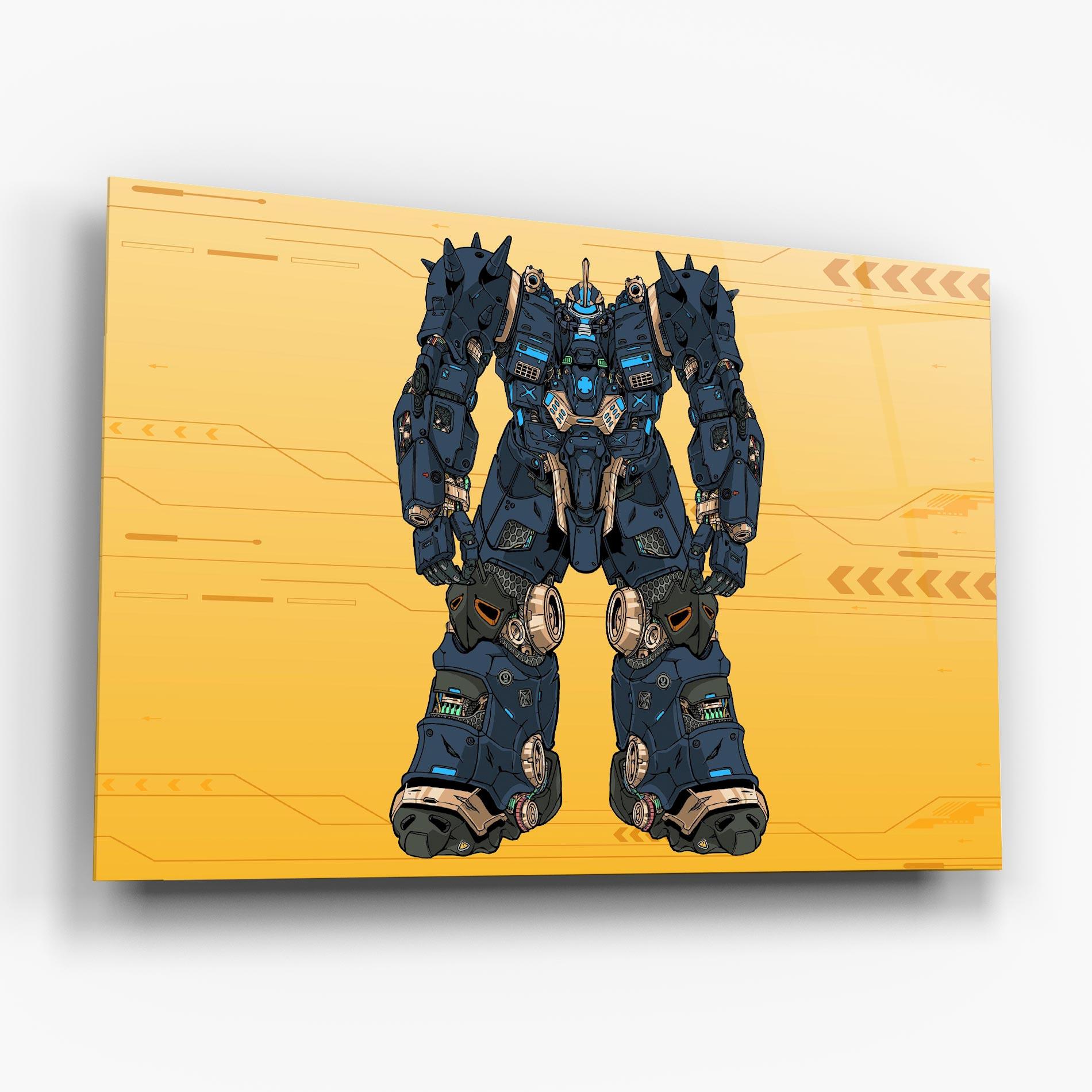 Tablou Sticla Dark Blue Robot mockup 6