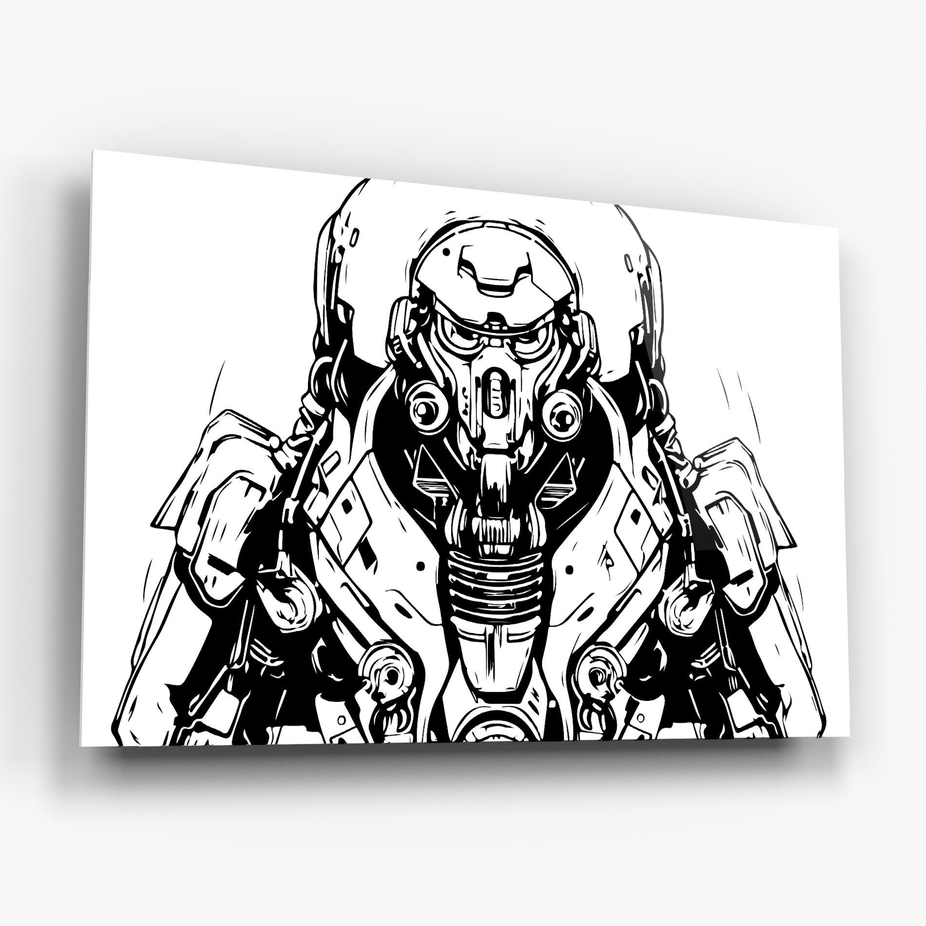 Tablou Sticla Military Robot mockup 6