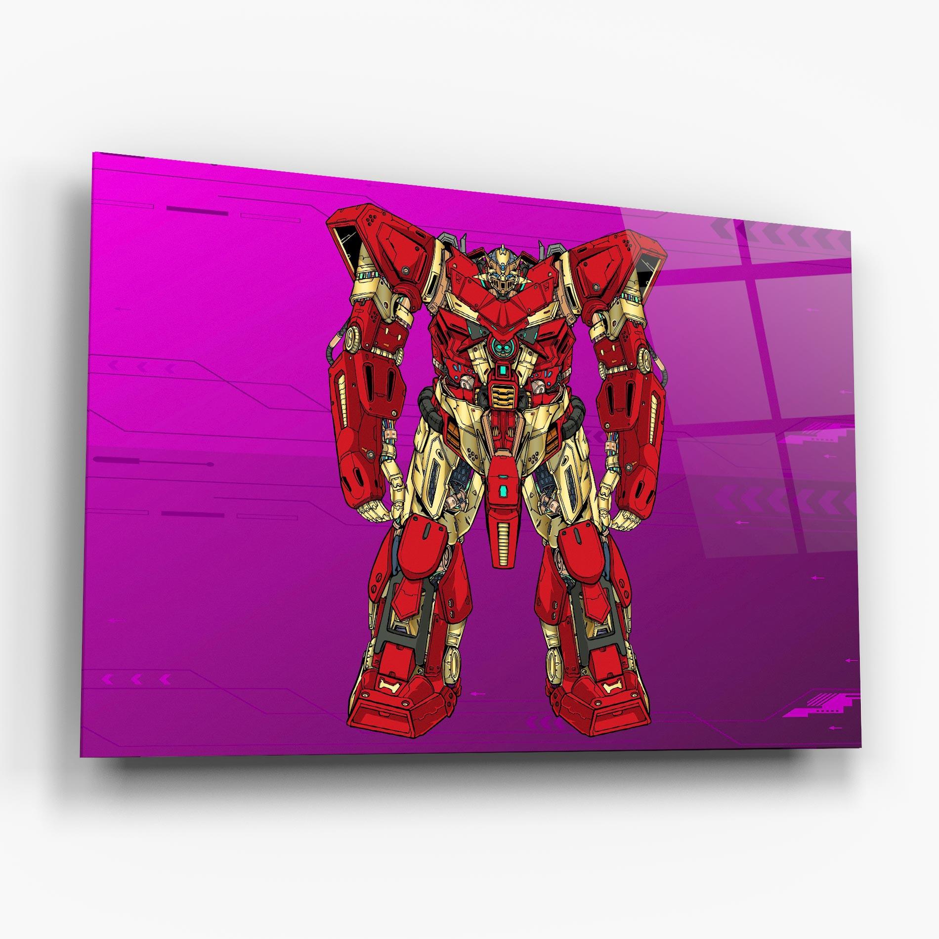 Tablou Sticla Red Cream Robot mockup 6
