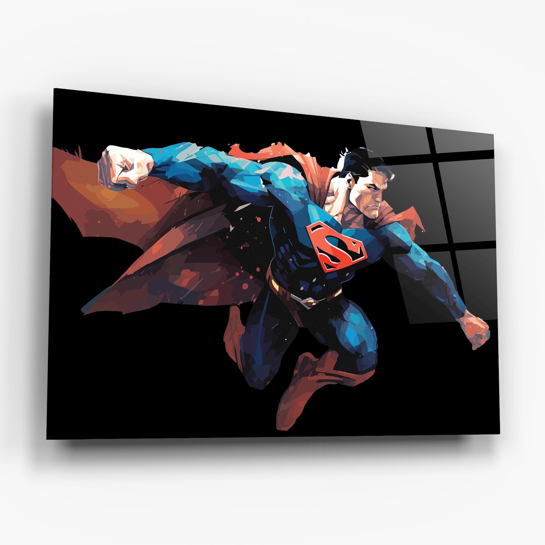 Tablou Sticla Superman Jump mockup 6