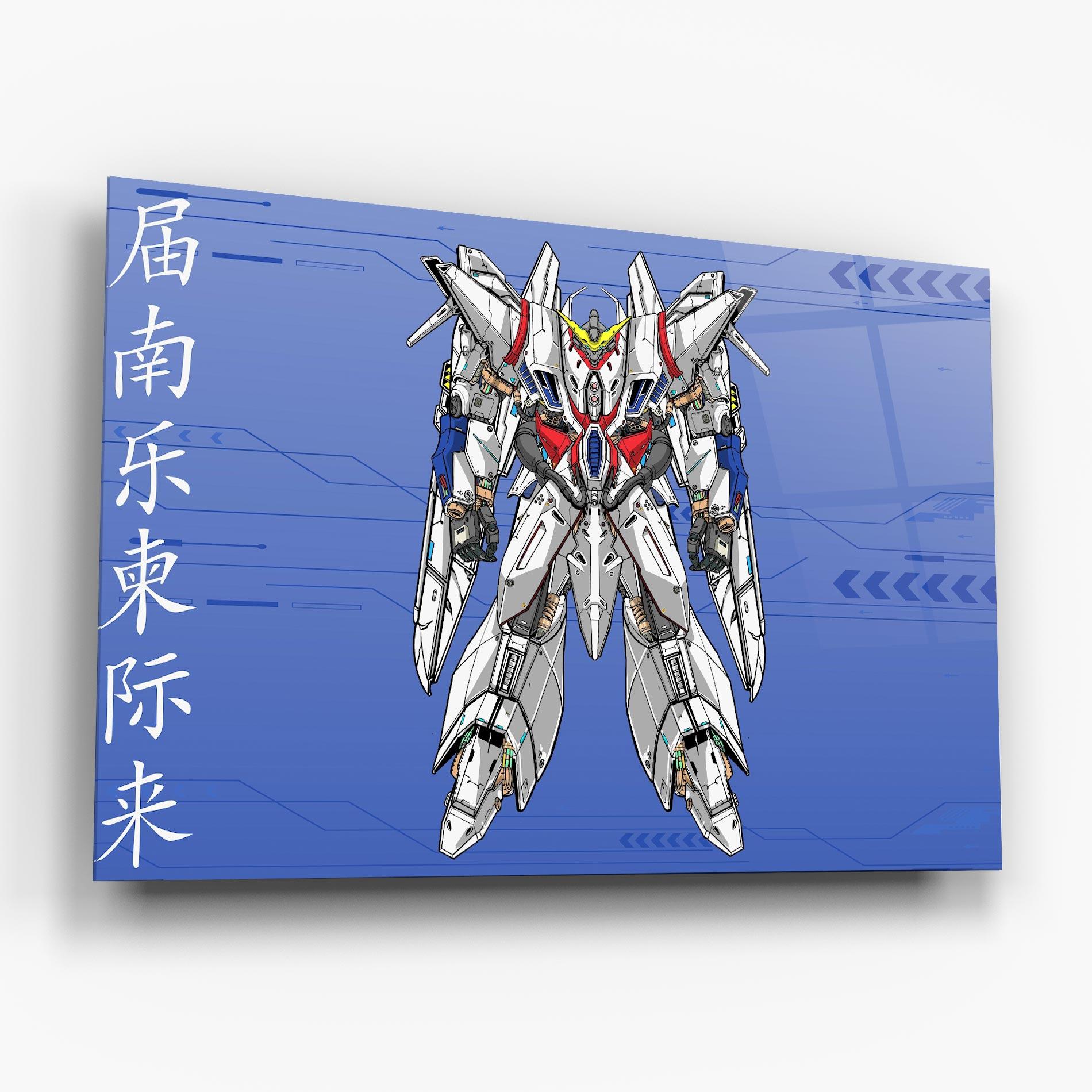 Tablou Sticla White Red Robot mockup 6