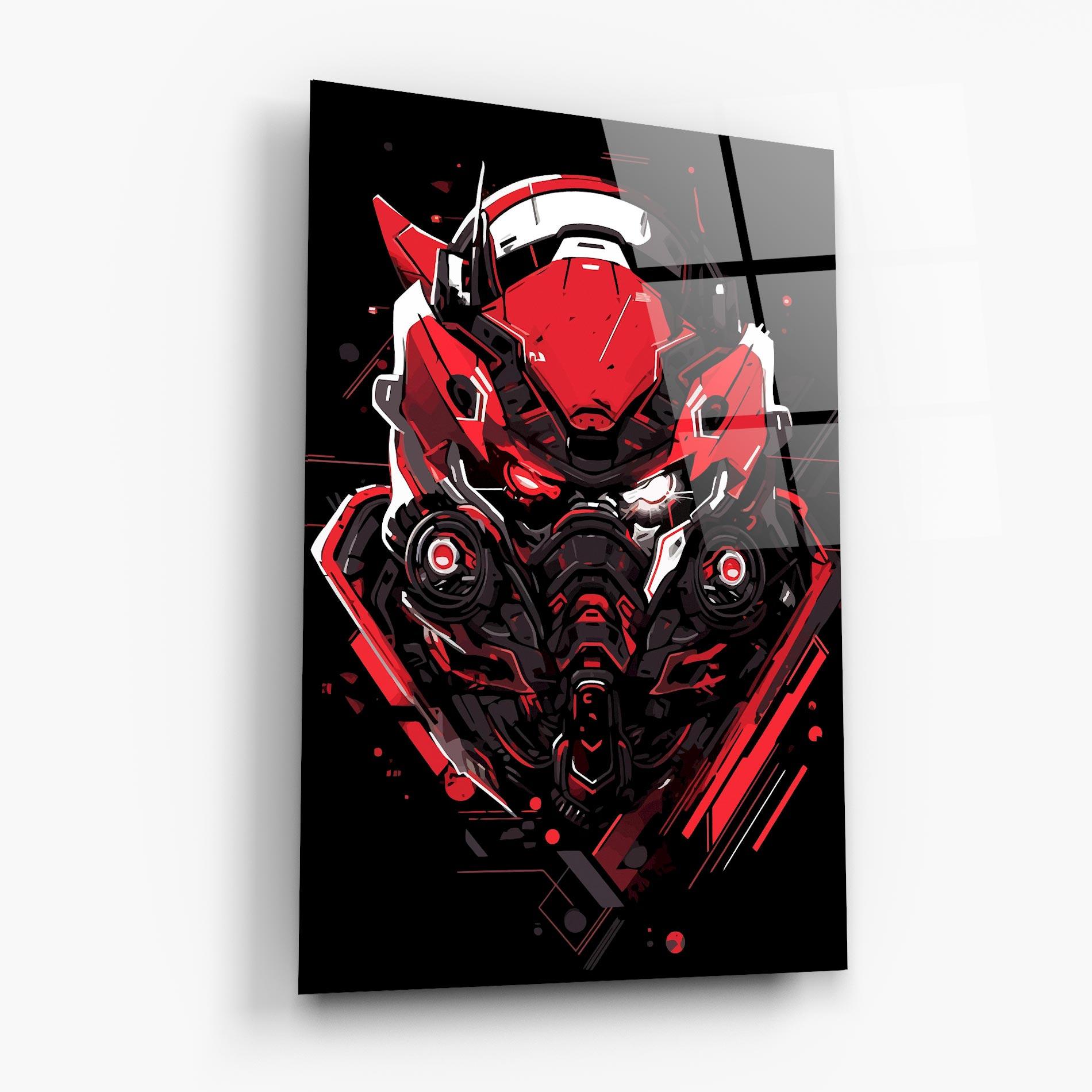 Tablou Sticla Red Robot Art mockup 6